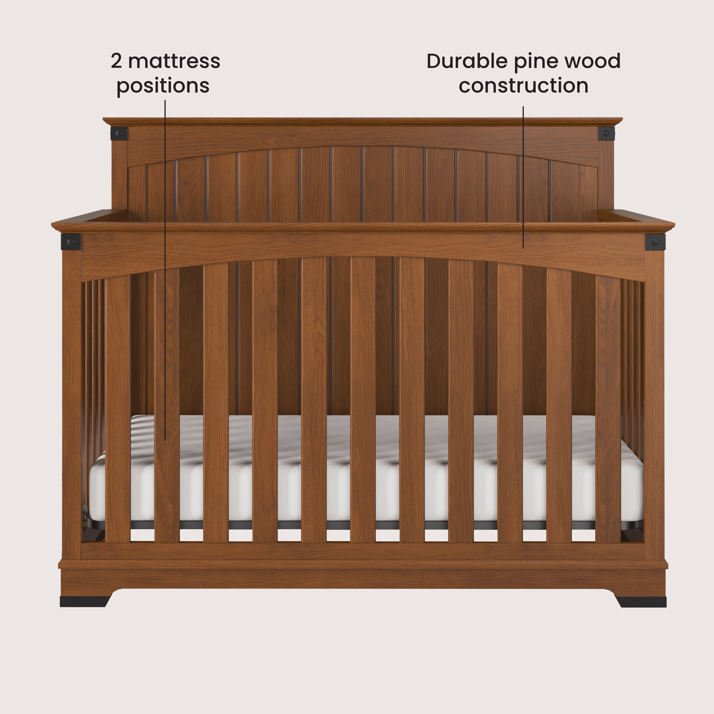 Redmond Full Panel 4-in-1 Convertible Crib, Coach Cherry