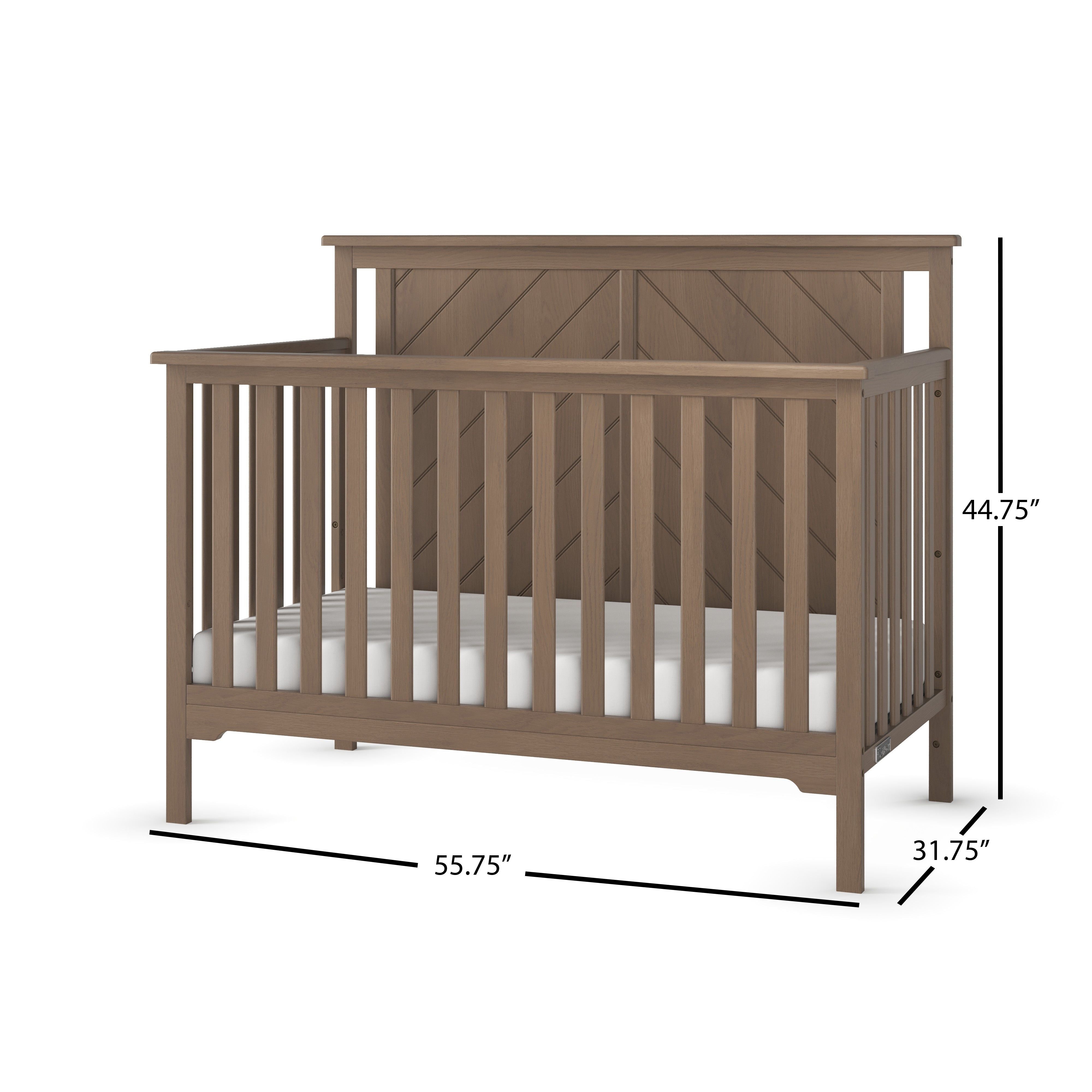 Hampton Flat Top 4-in-1 Convertible Crib, Dusty Heather