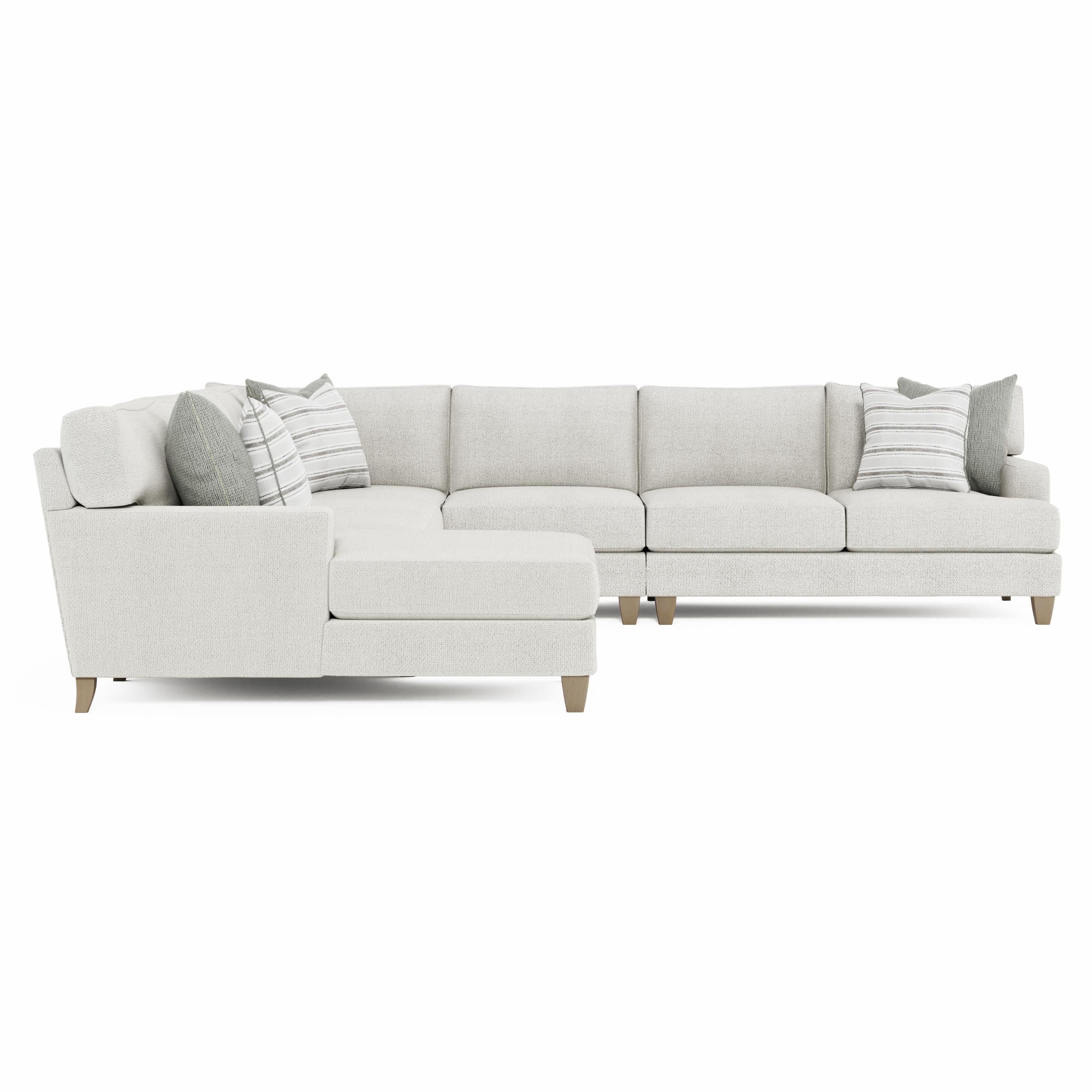 Bernhardt Mila Fabric Sectional Sofa with Chaise and Throw Pillows