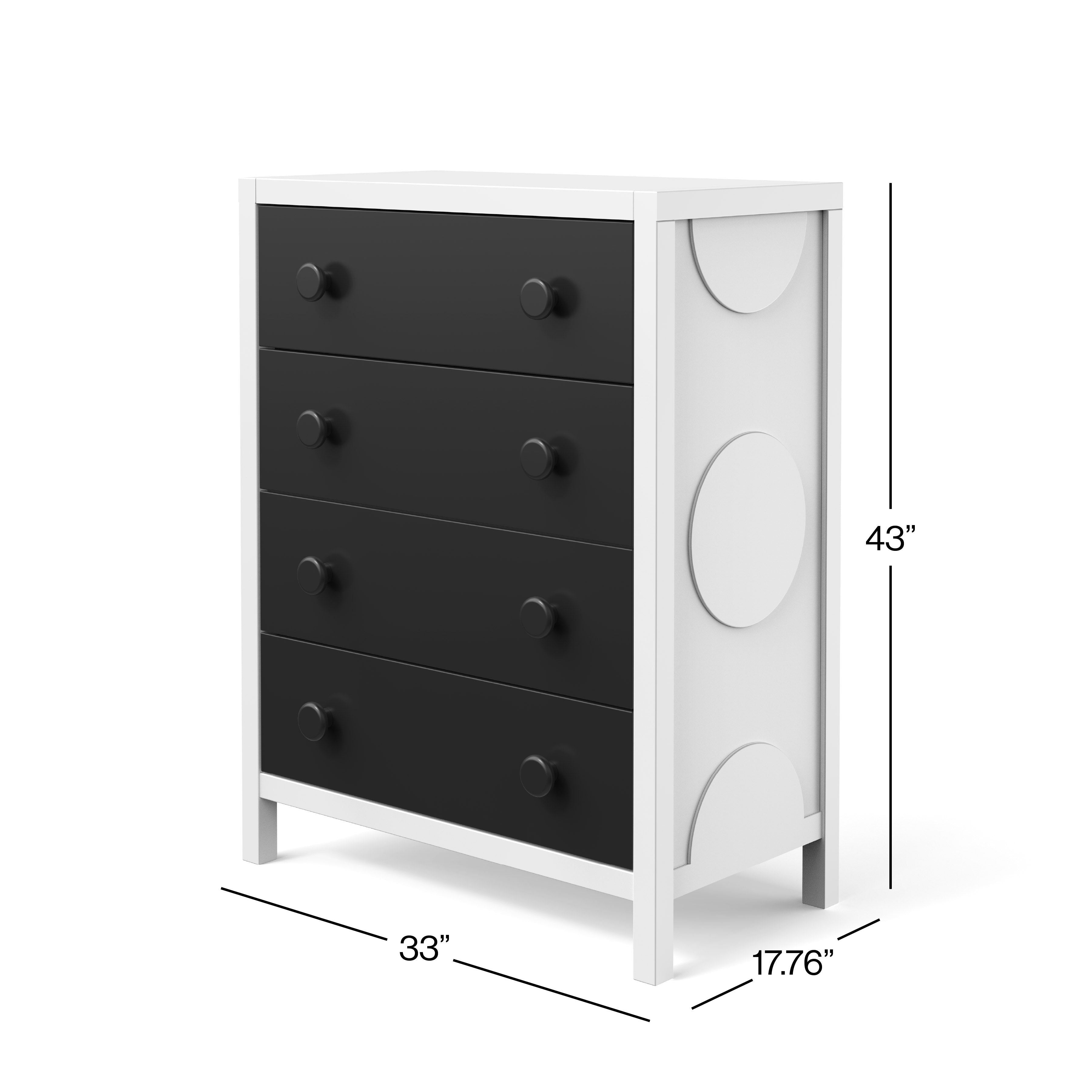 Orbit 4 Drawer Chest, Ebony/matte White