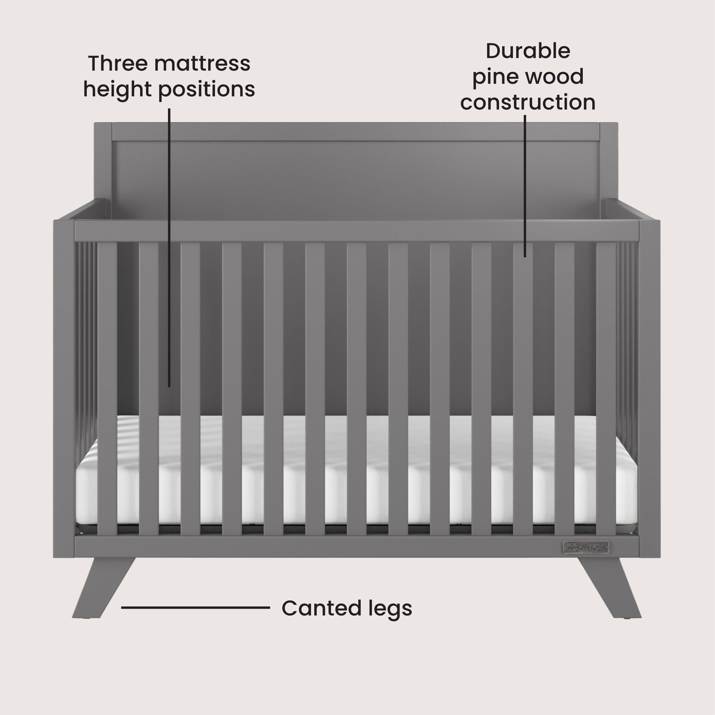 Soho 4-in-1 Flat Top Convertible Crib, Cool Gray