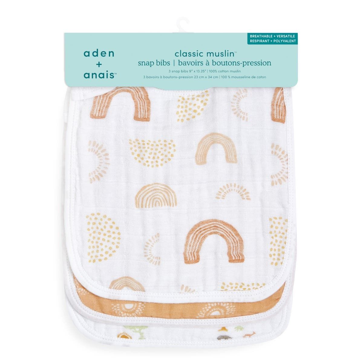 Boutique 100% Cotton Muslin Snap Bibs 3 Pack