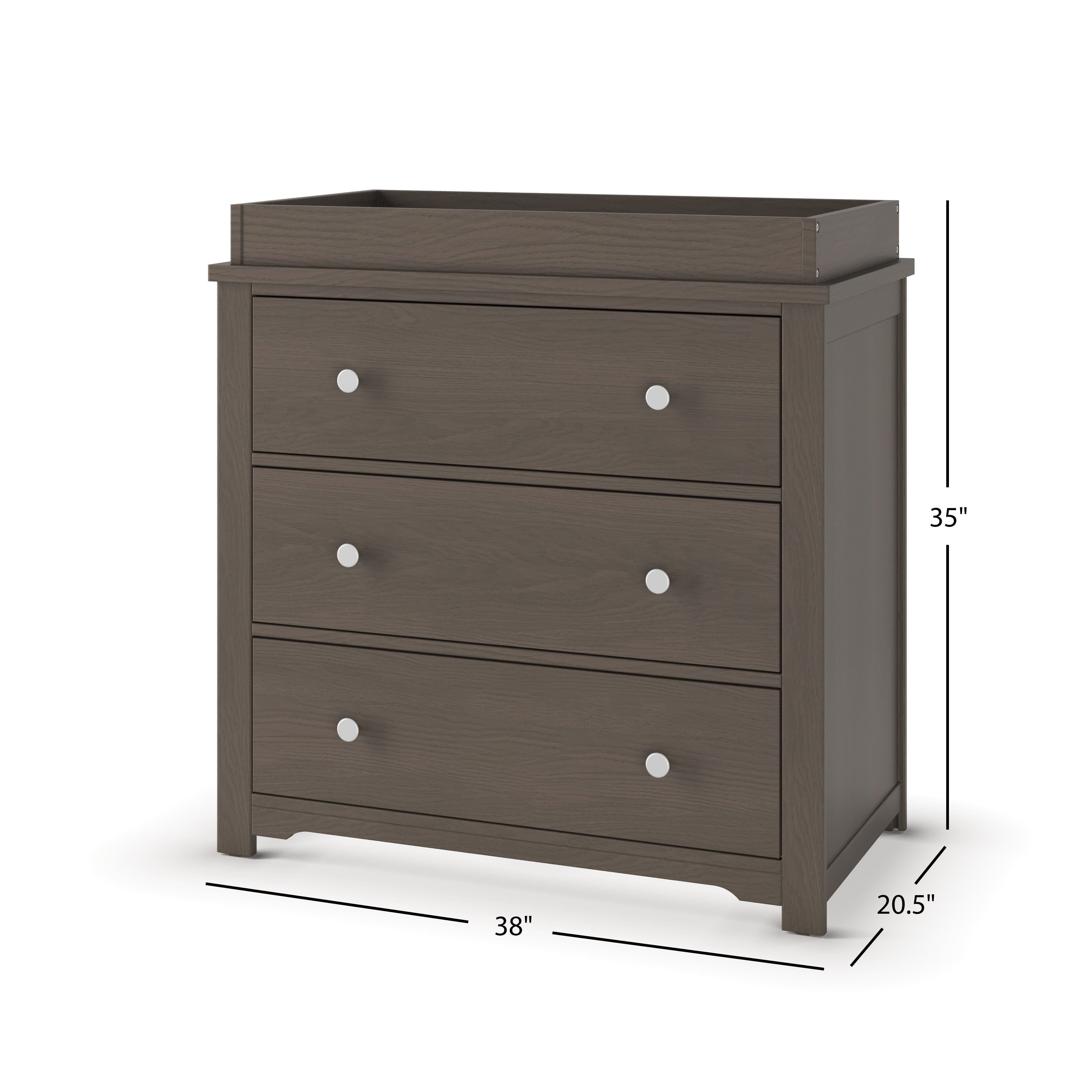 Harmony 3-Drawer Dresser With Changing Table Topper, Dapper Gray