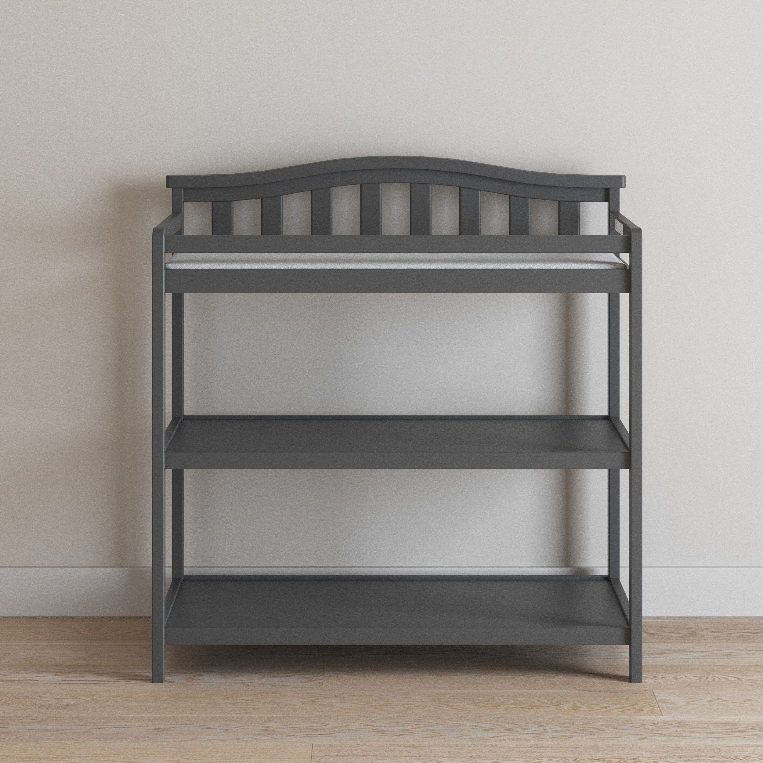 Arch Top Baby Changing Table, Cool Gray