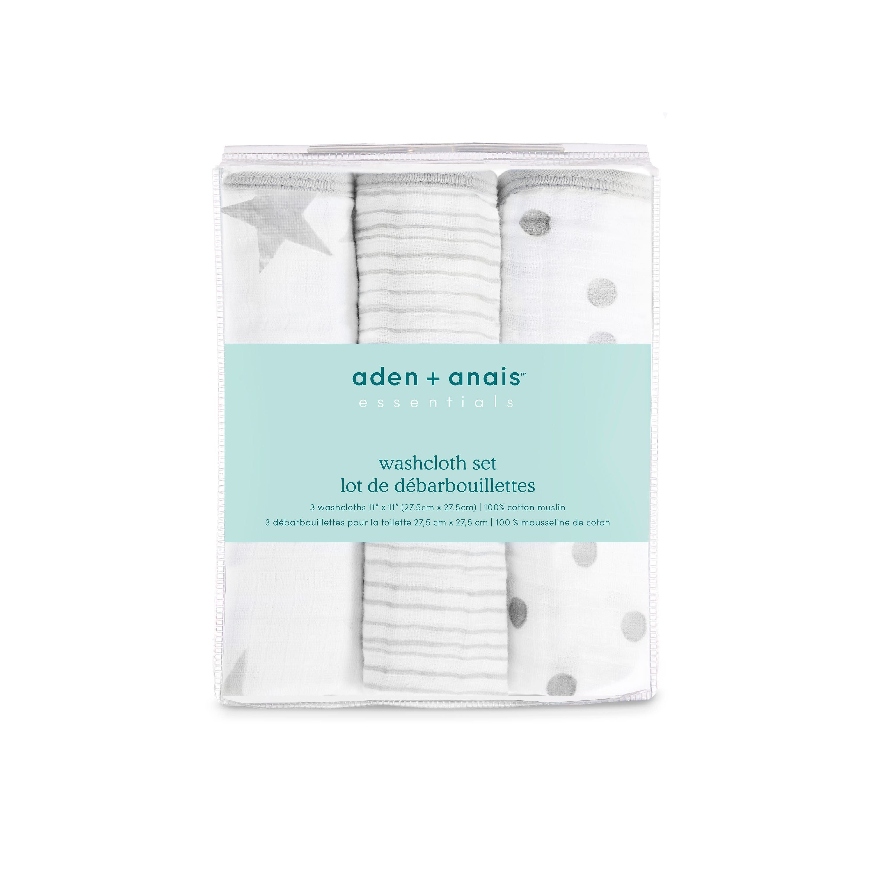 Essential Cotton Muslin Washcloths 3 Pack