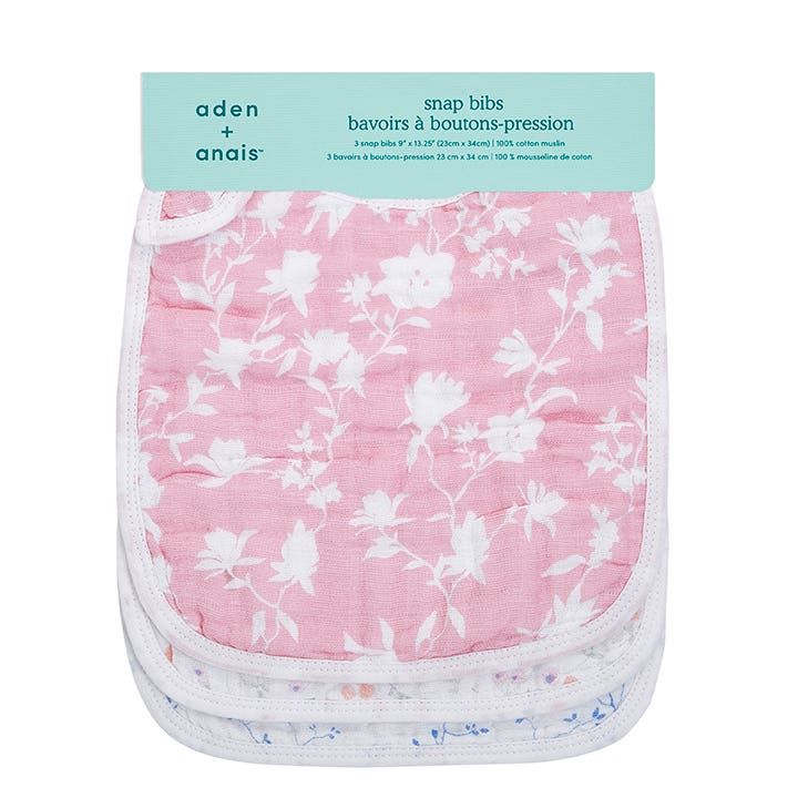 Boutique 100% Cotton Muslin Snap Bibs 3 Pack