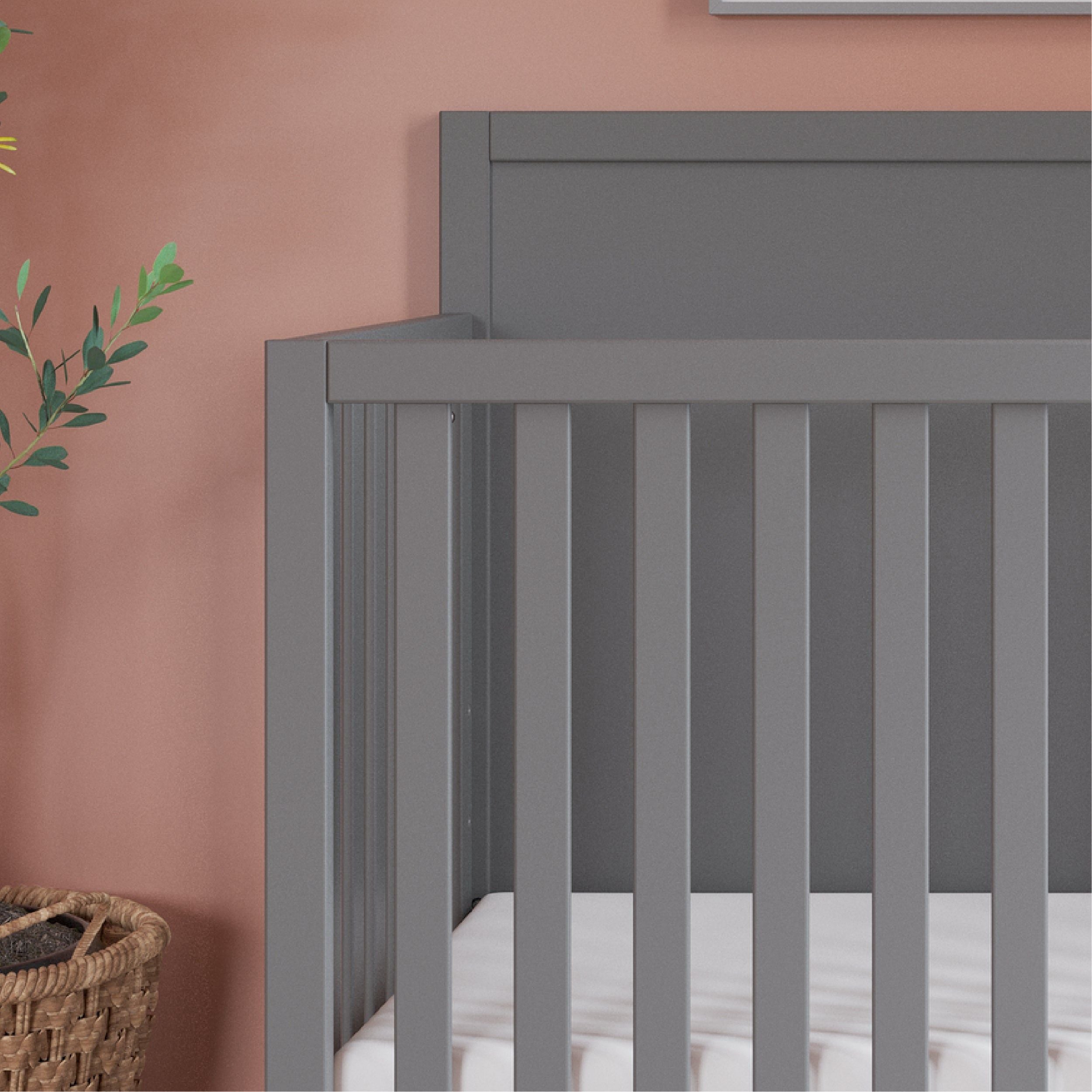 Soho 4-in-1 Flat Top Convertible Crib, Cool Gray
