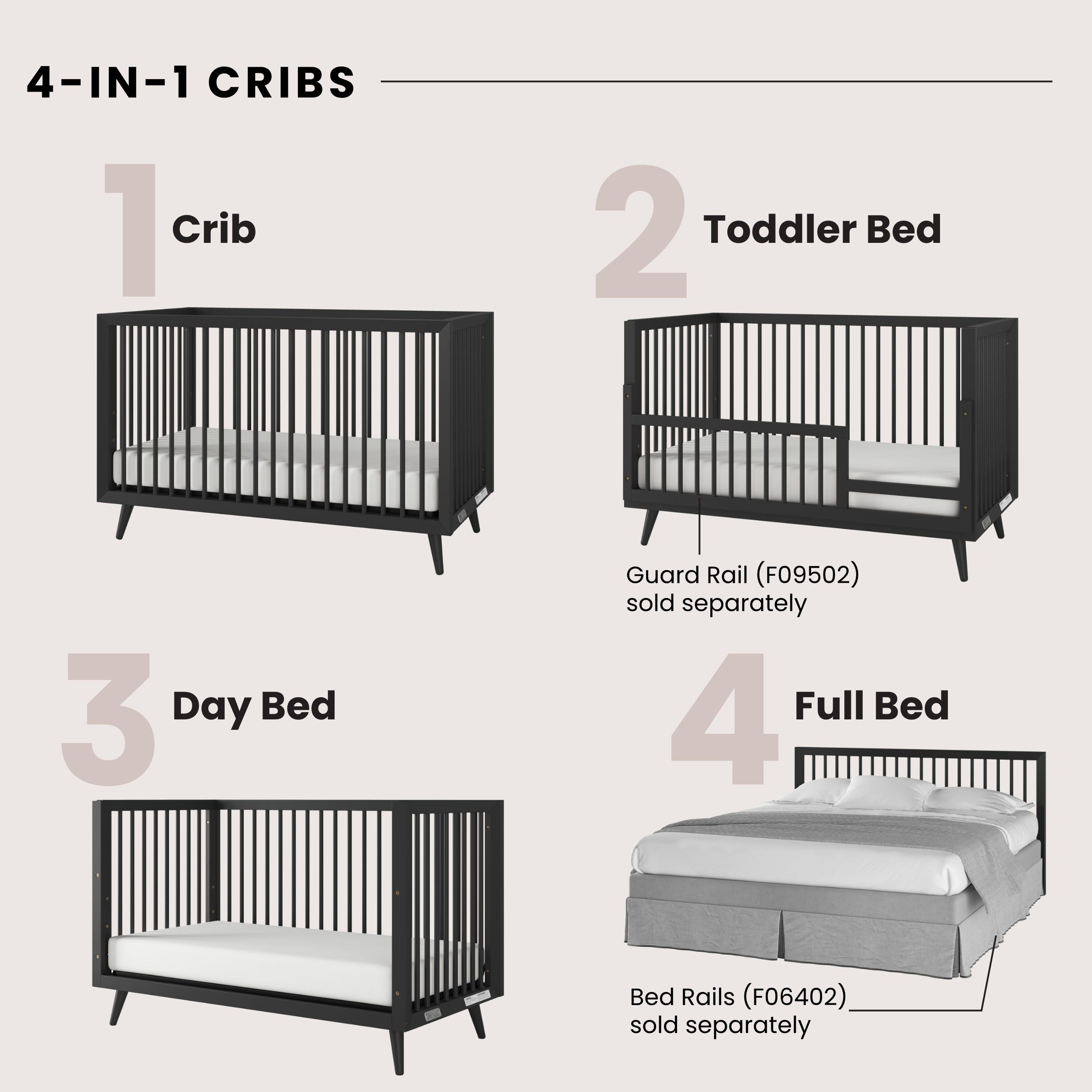 Cranbrook 4-in-1 Convertible Crib, Ebony