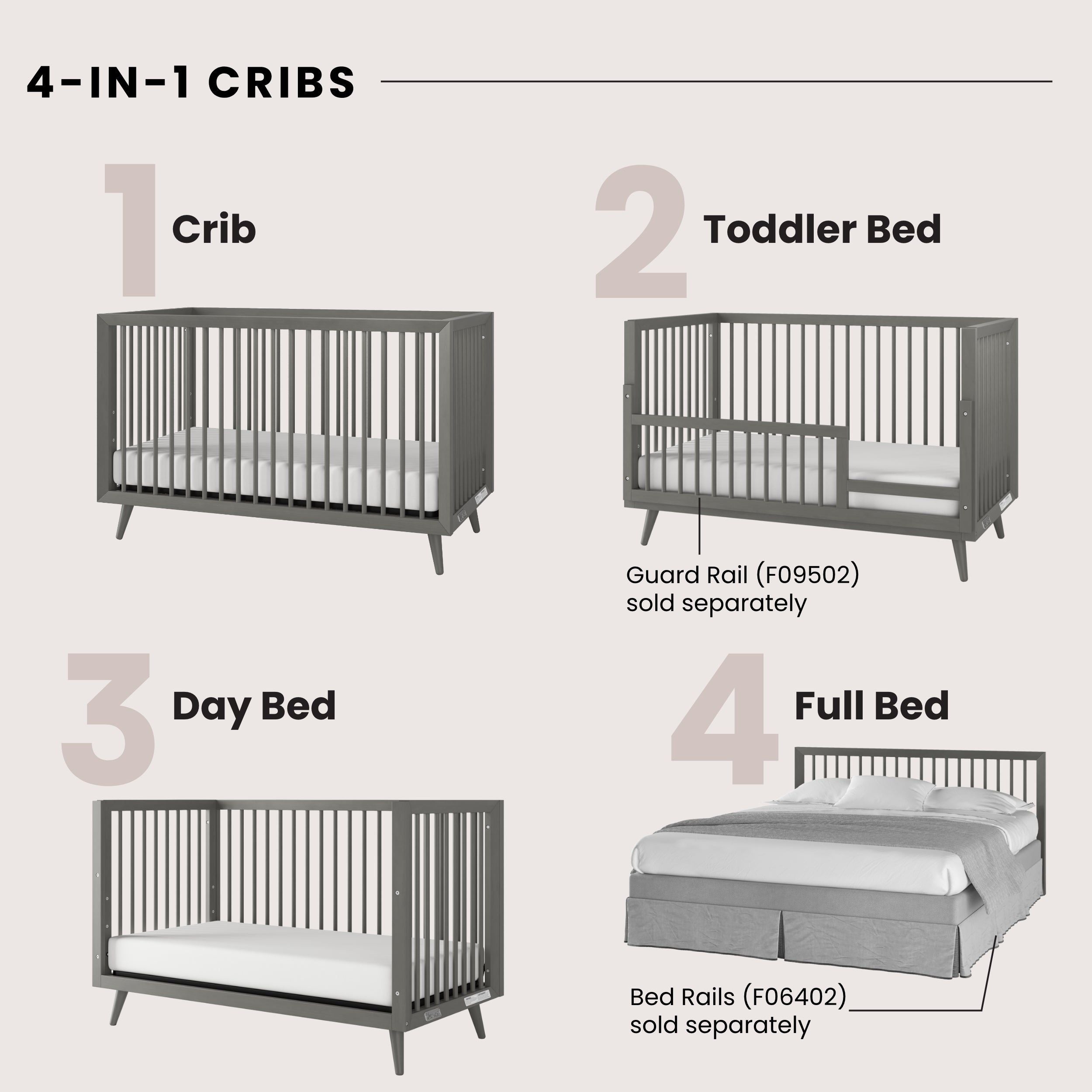 Cranbrook 4-in-1 Convertible Crib, Lunar Gray