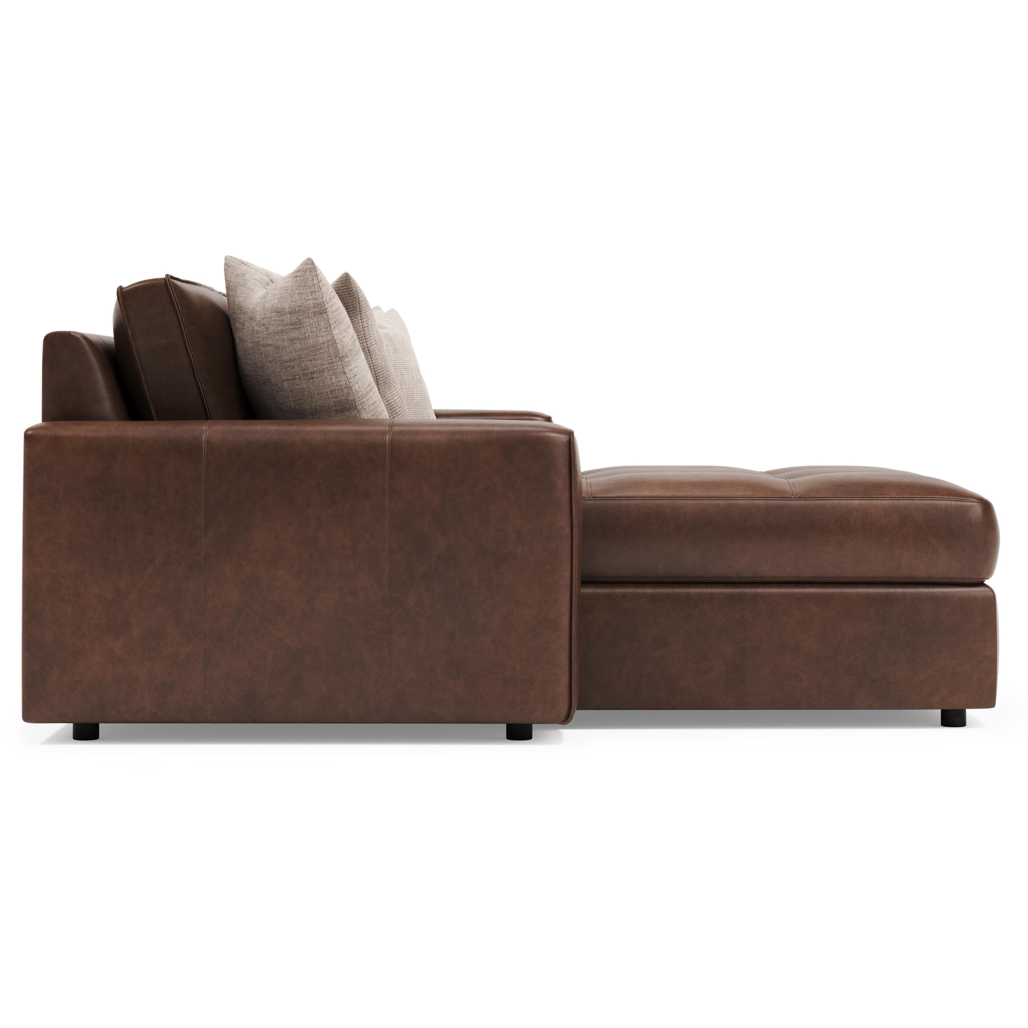 Bernhardt Nest Leather Sectional Sofa with Left Chaise and Right Loveseat