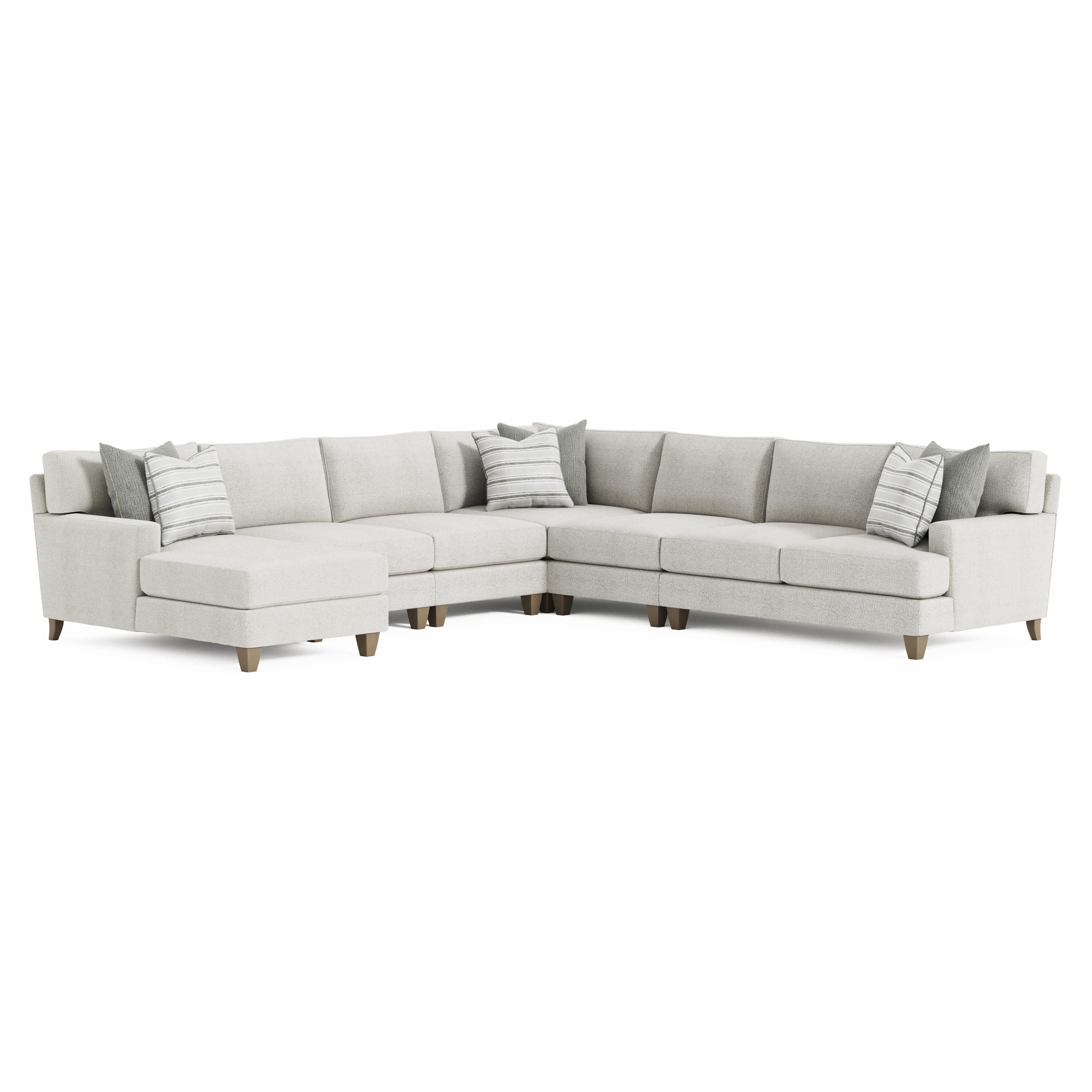 Bernhardt Mila Fabric Sectional Sofa with Chaise and Throw Pillows