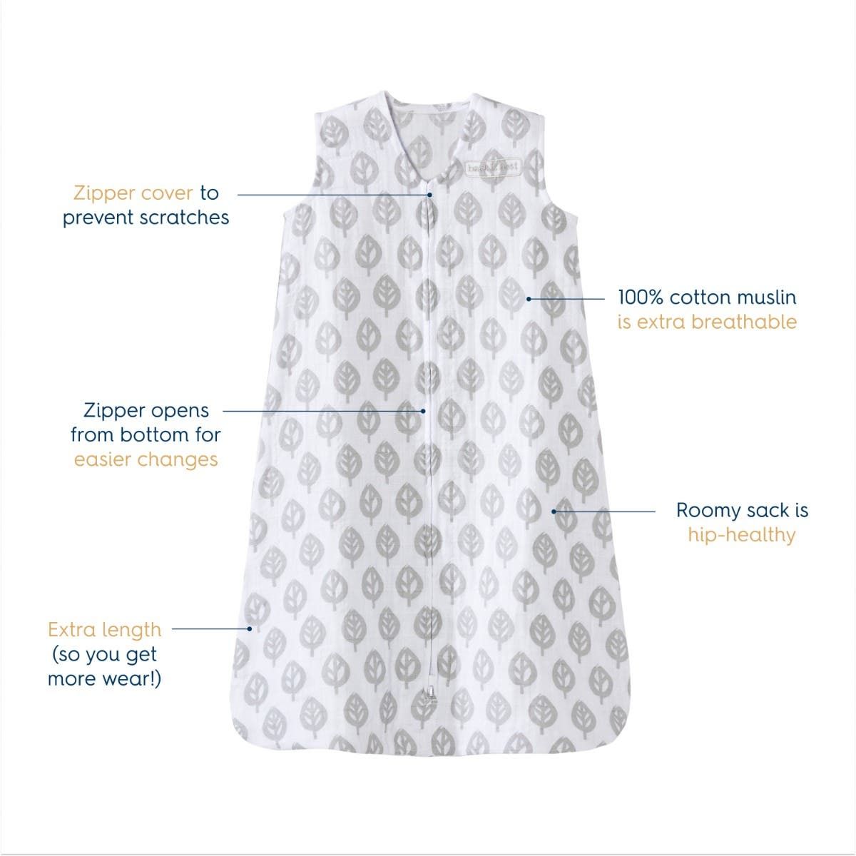 Wearable Blanket 100% Cotton Muslin Tog 0.5