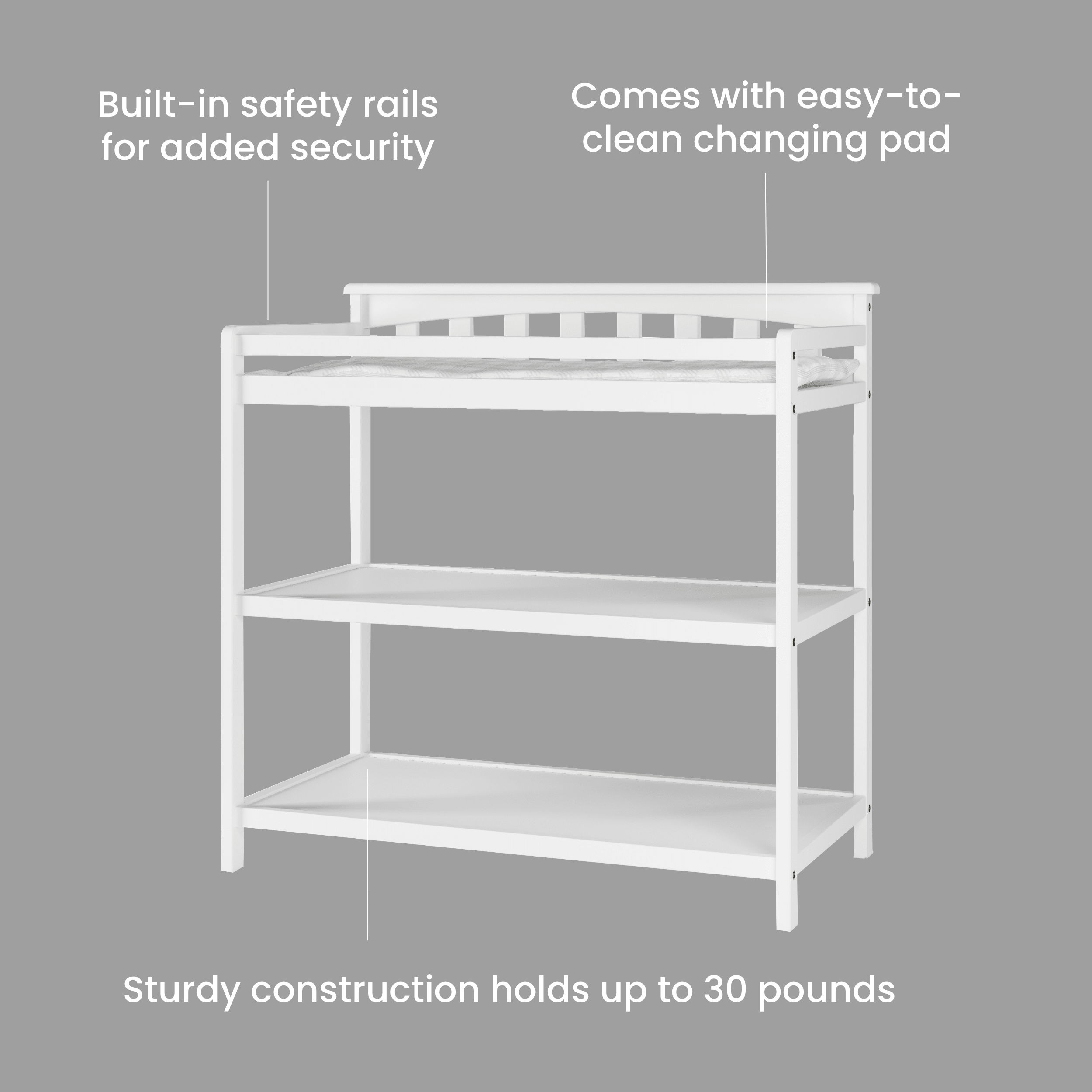 Flat Top Baby Changing Table, Matte White