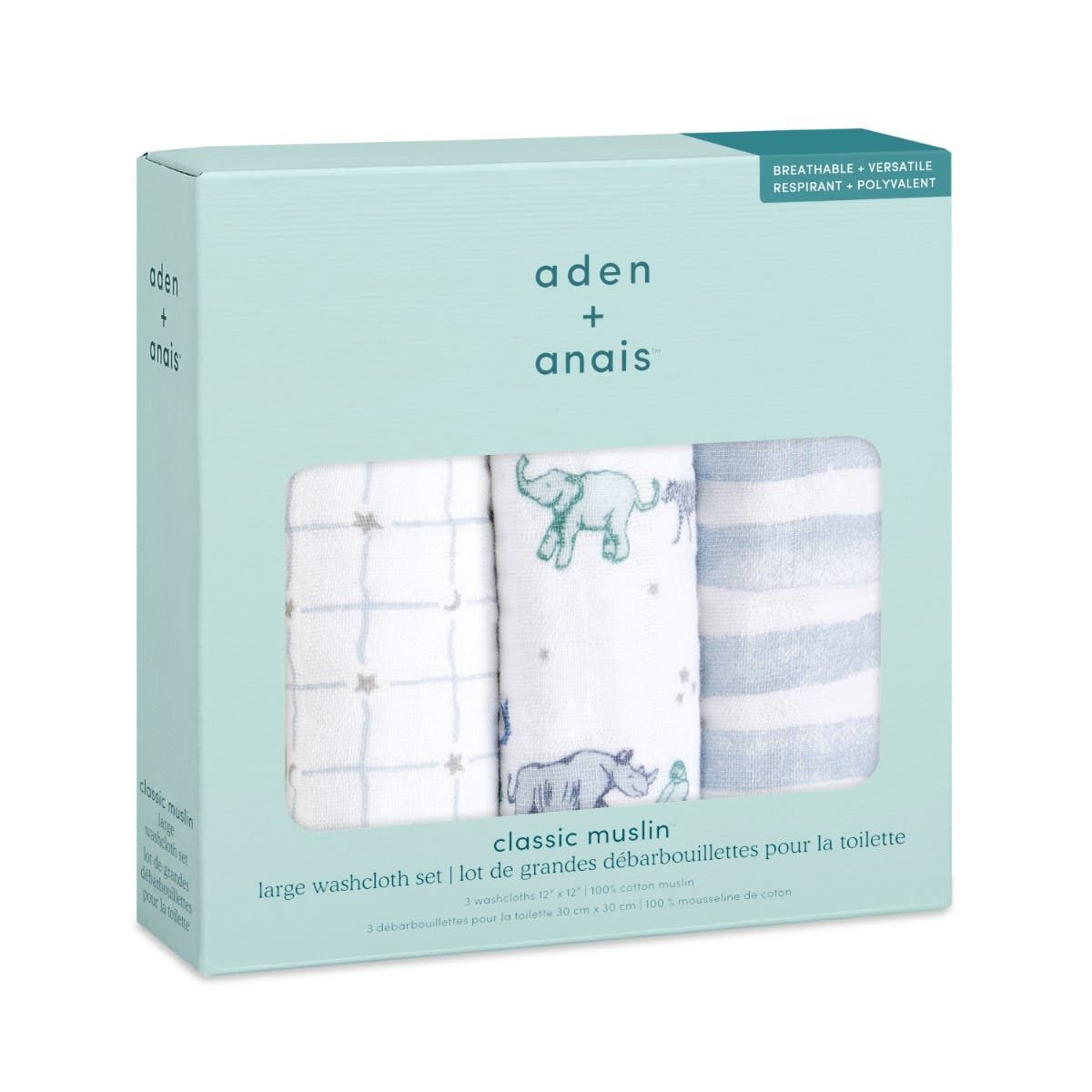 Boutique 100% Cotton Muslin Oversized Washcloths 3 Pack