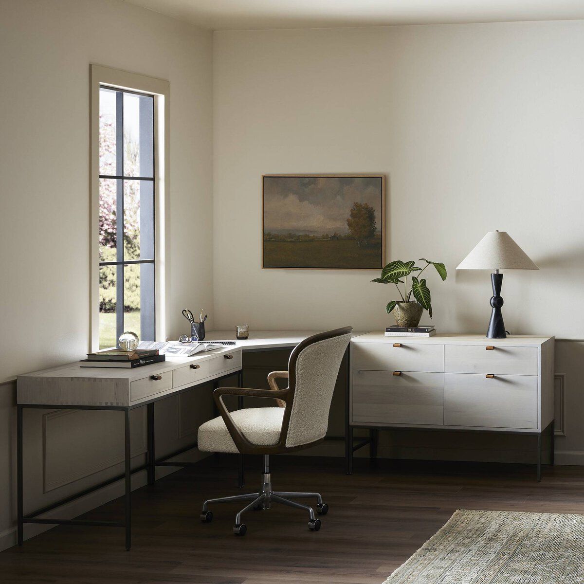 Trey Wide Filing Cabinet Desk System