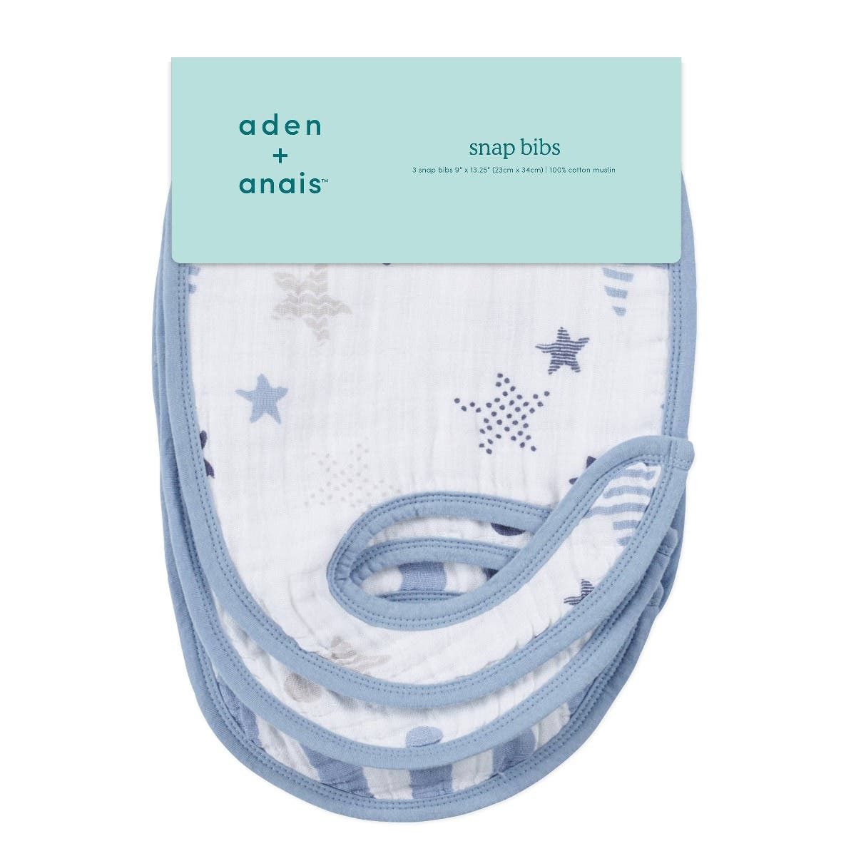 Boutique 100% Cotton Muslin Snap Bibs 3 Pack