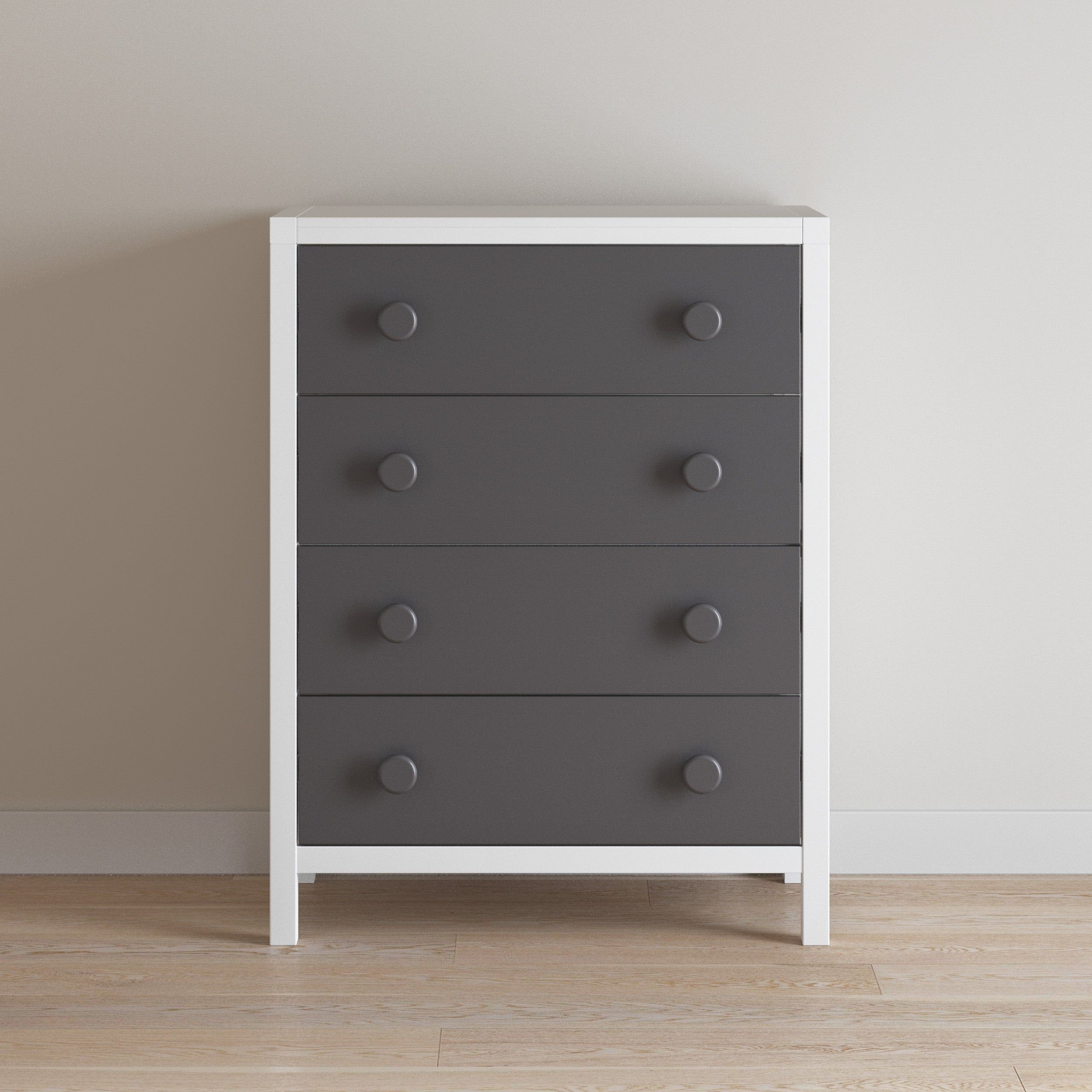 Orbit 4 Drawer Chest, Ebony/matte White