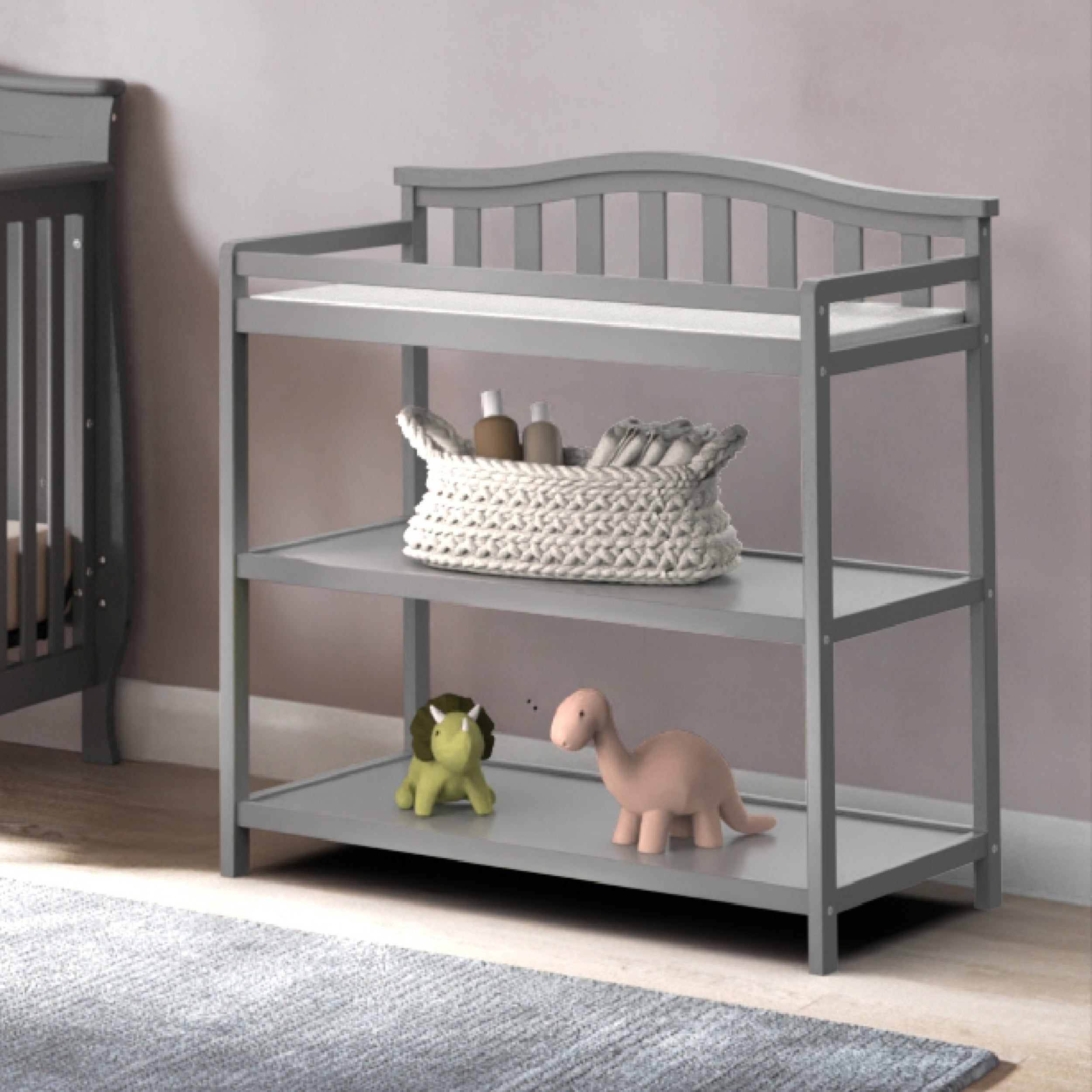 Arch Top Baby Changing Table, Cool Gray