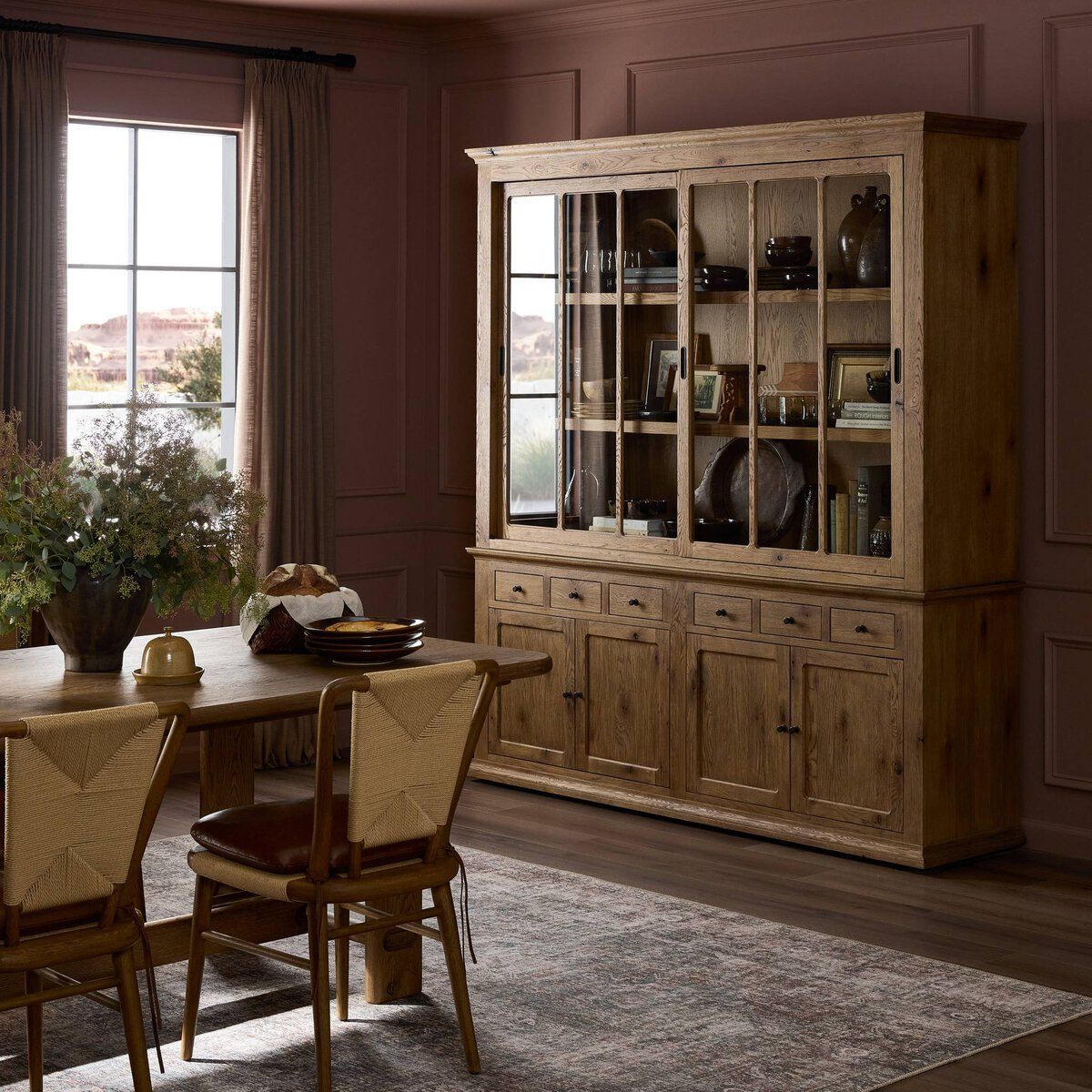 Harding Cabinet Solid Oak Storage Cabinet with Sliding Doors