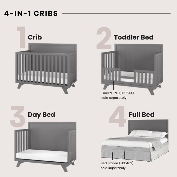 Soho 4-in-1 Flat Top Convertible Crib, Cool Gray