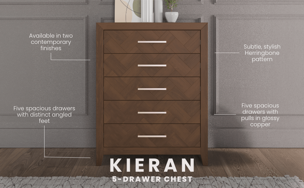 Kieran 5-Drawer Chest, Toasted Chestnut