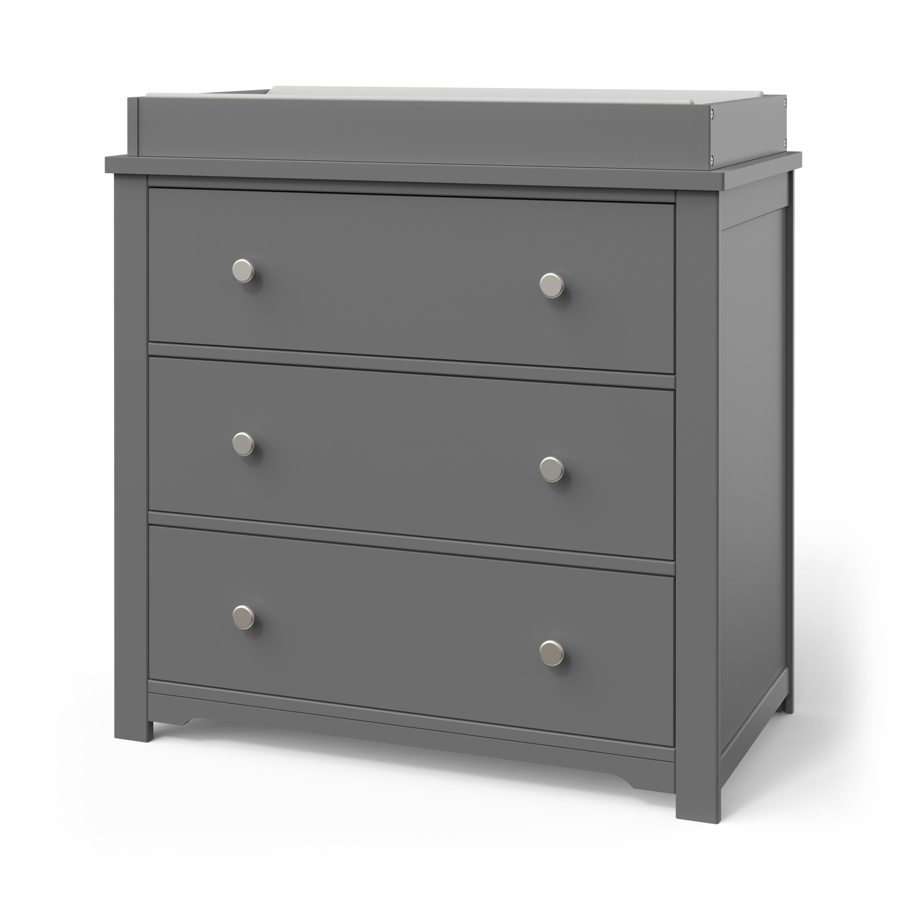 Harmony 3-Drawer Dresser With Changing Table Topper, Cool Gray