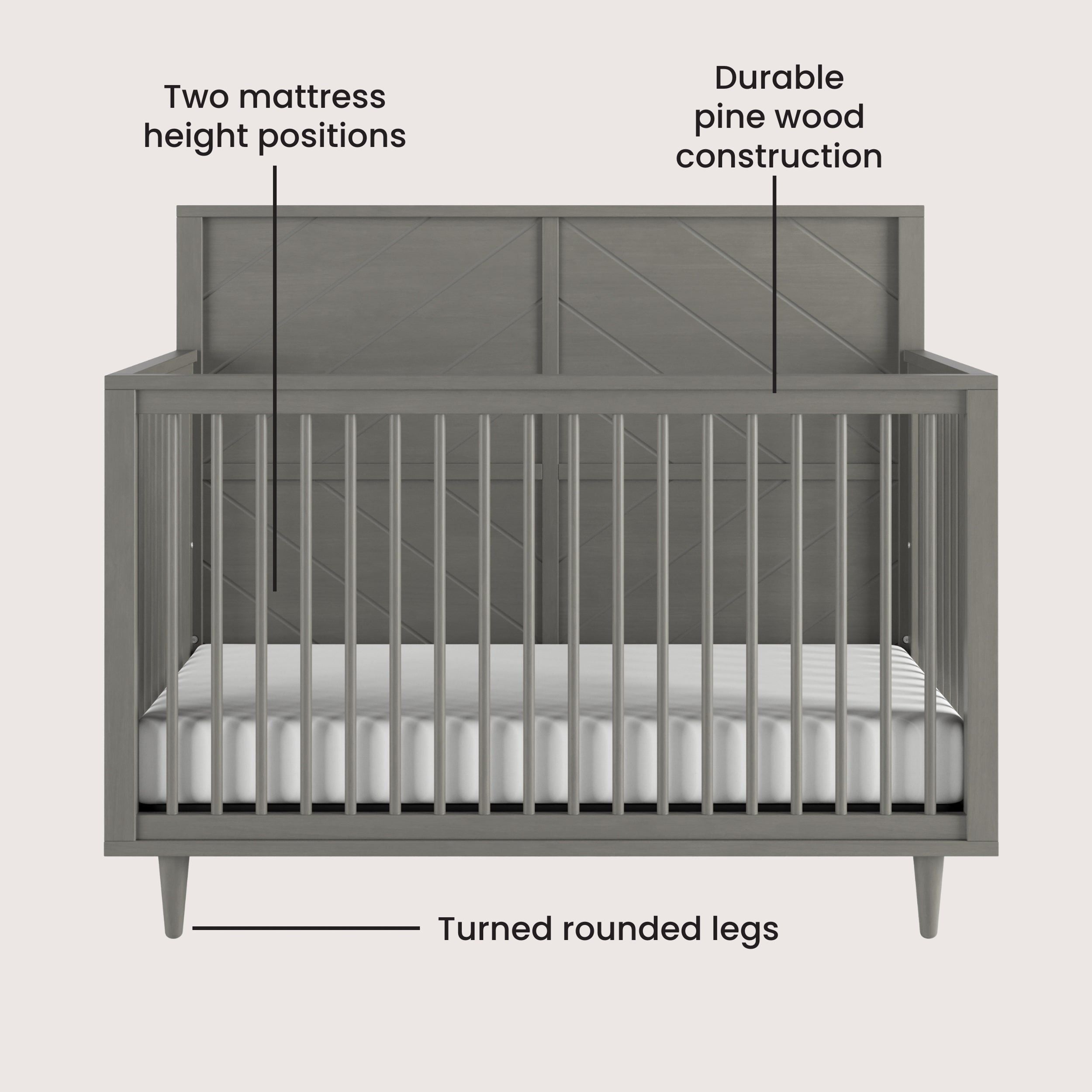 Surrey Hill 4-in-1 Convertible Crib, Lunar Gray