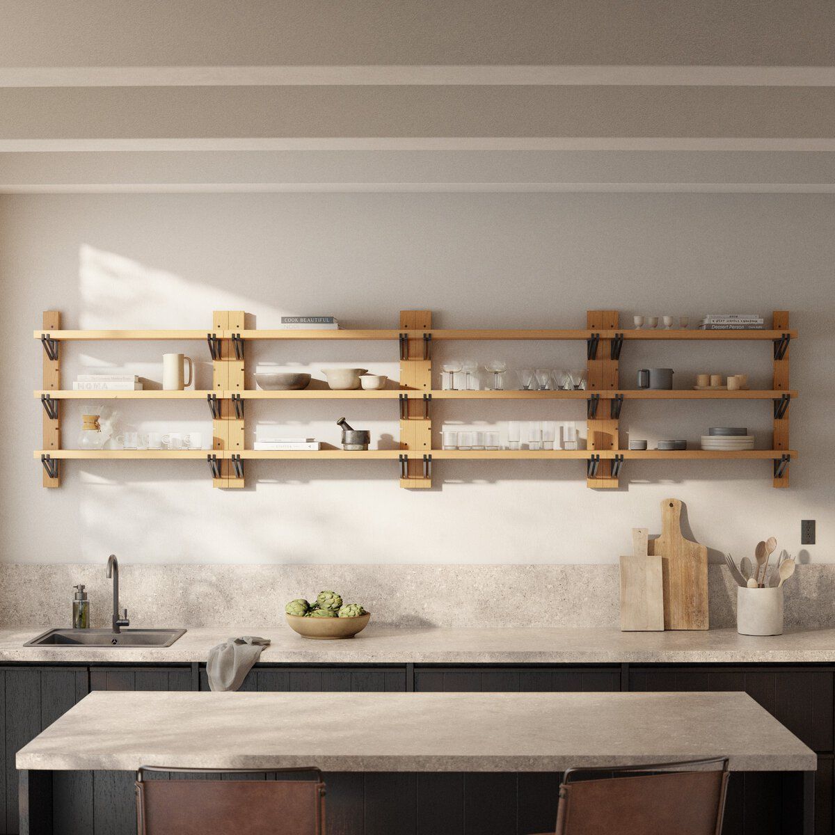 Pivott Shelf Single Oak Veneer Storage with Adjustable Shelves