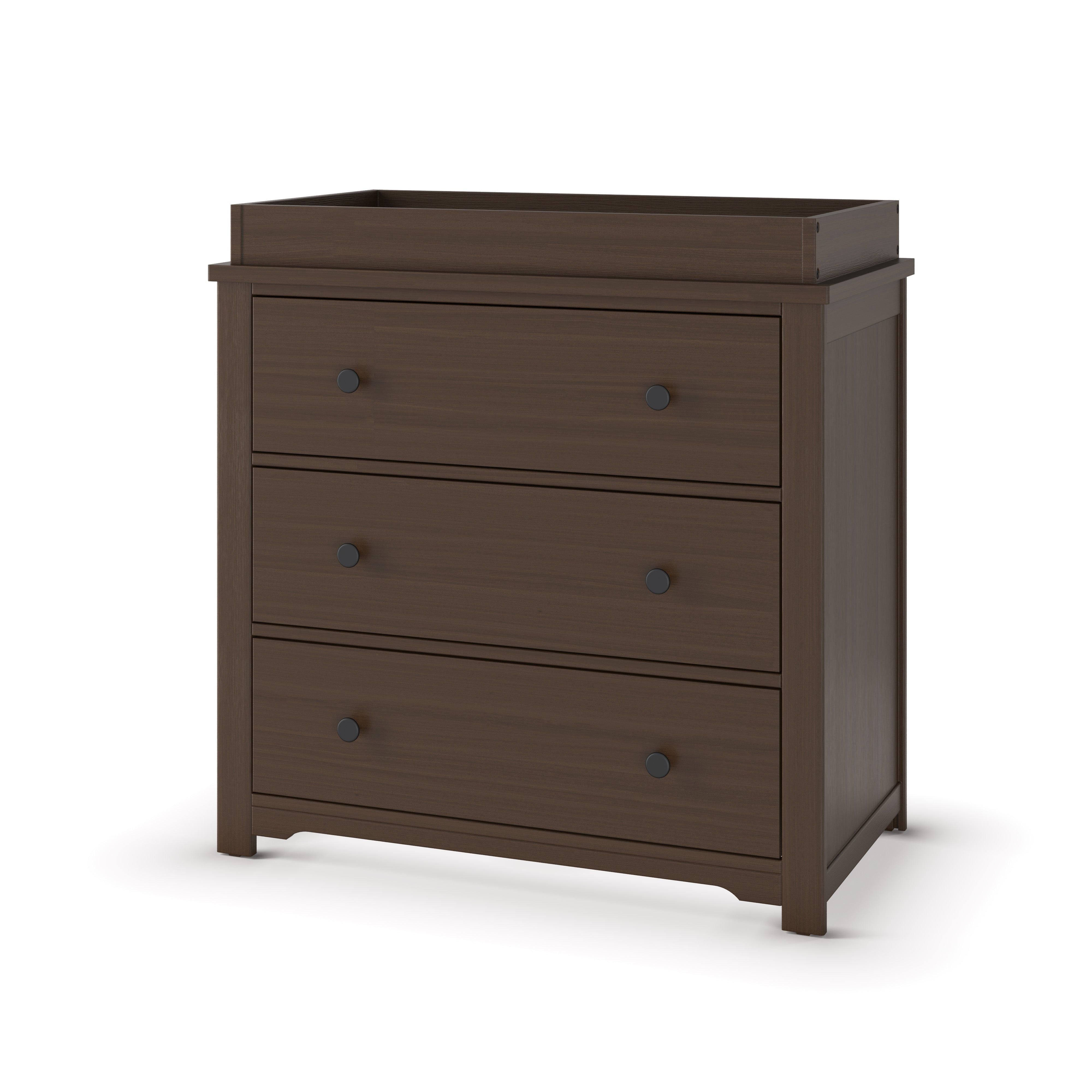 Harmony 3-Drawer Dresser With Changing Table Topper, Brushed Truffle