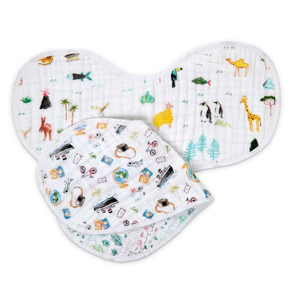 Boutique 100% Cotton Muslin Burpy Bibs 2 Pack