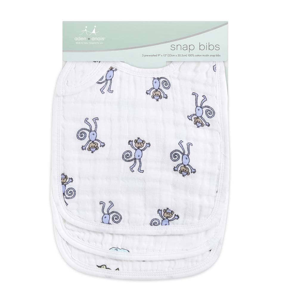 Boutique 100% Cotton Muslin Snap Bibs 3 Pack