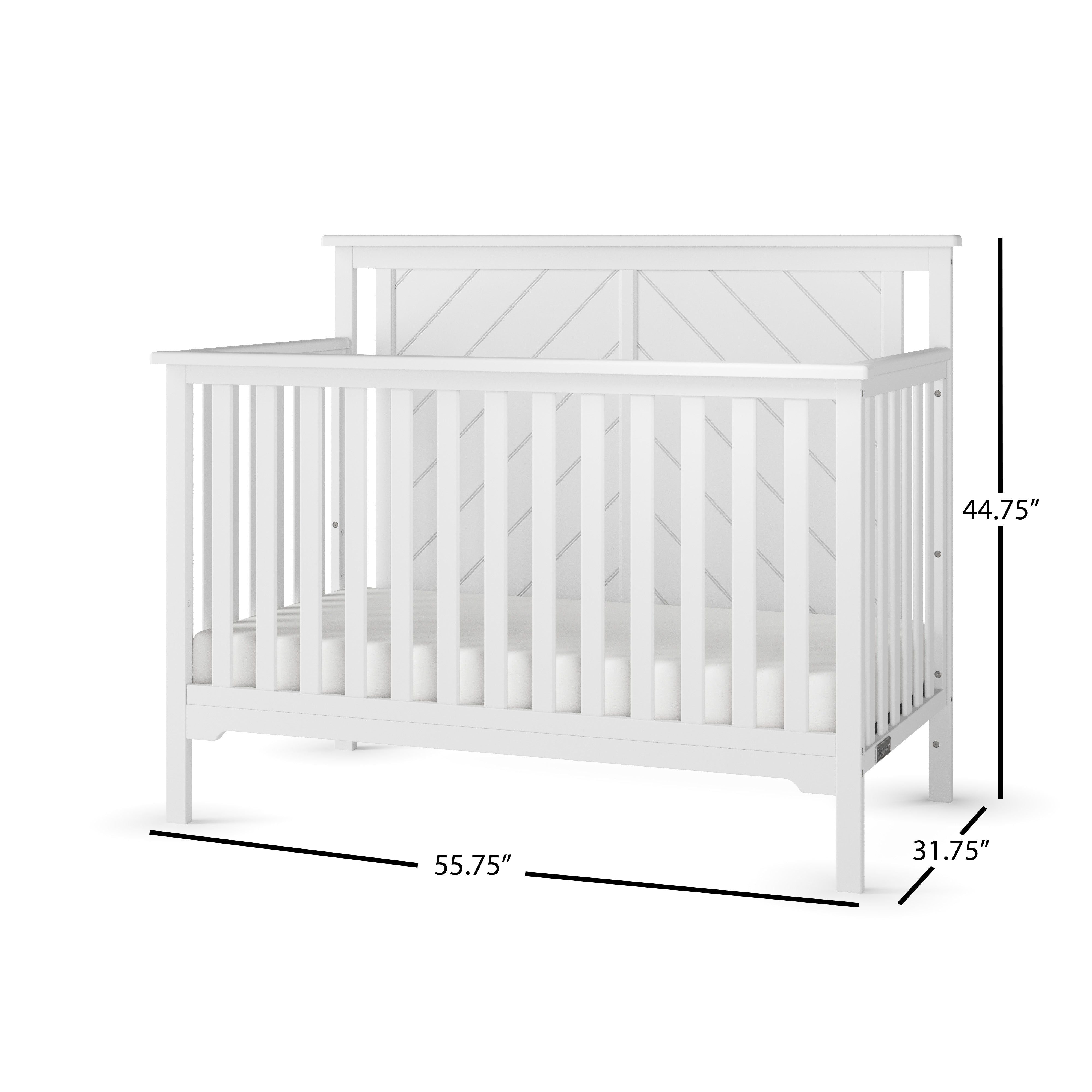 Hampton Flat Top 4-in-1 Convertible Crib, Matte White