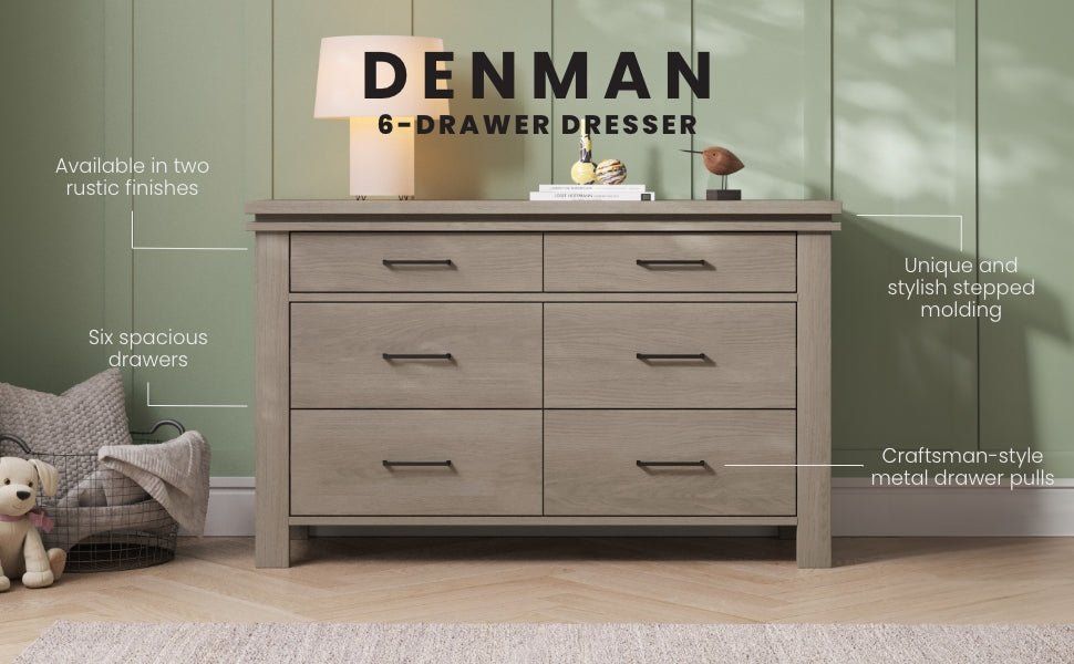 Denman Double Dresser, Crescent Gray