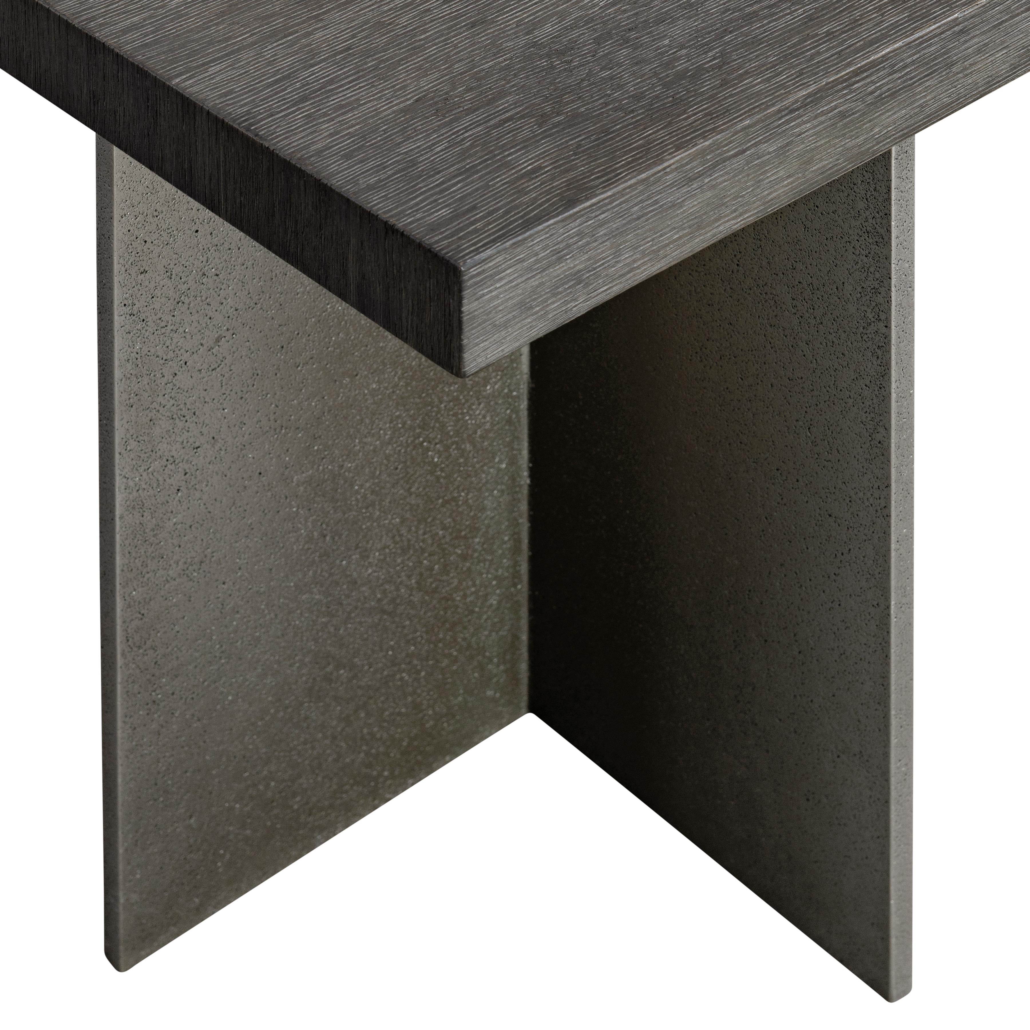 Bernhardt Polus Side Table – Cast Aluminum and Oak Accent Table