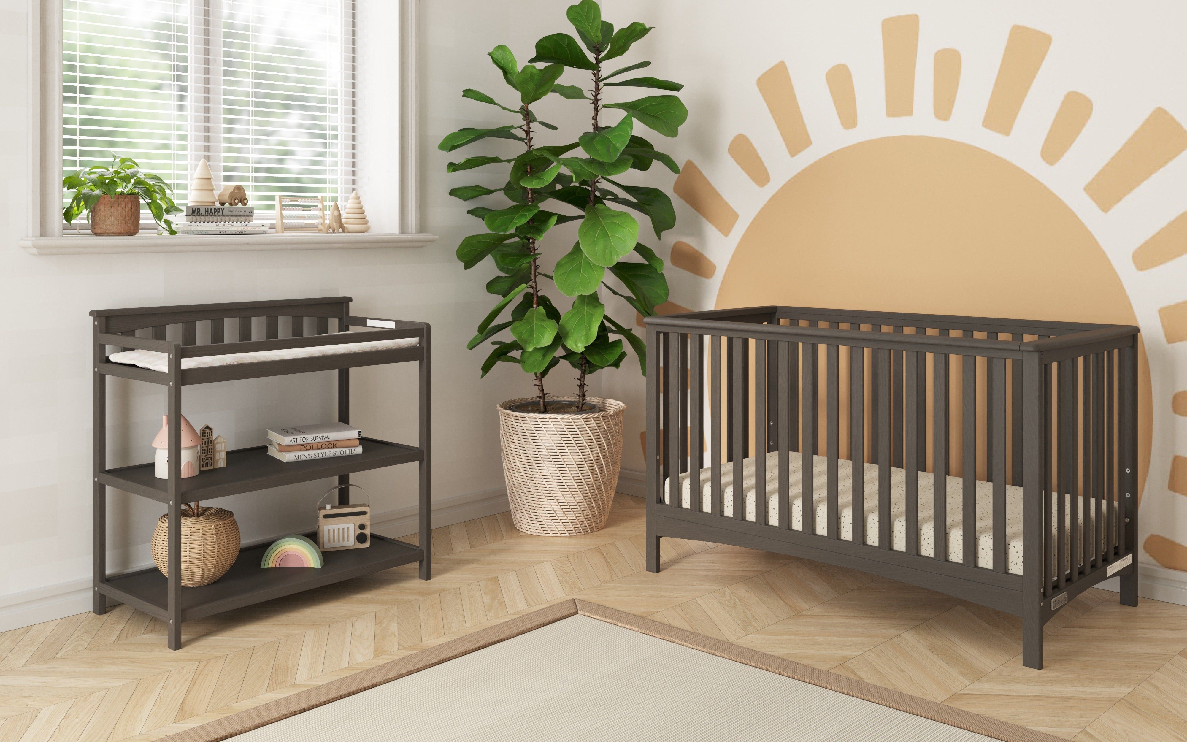 London 4-in-1 Convertible Crib, Dapper Gray