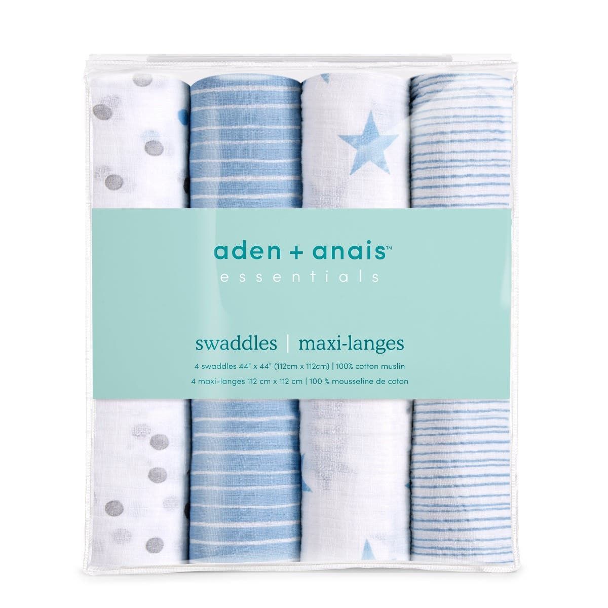 Essentials Cotton Muslin Swaddle Blanket 4 Pack