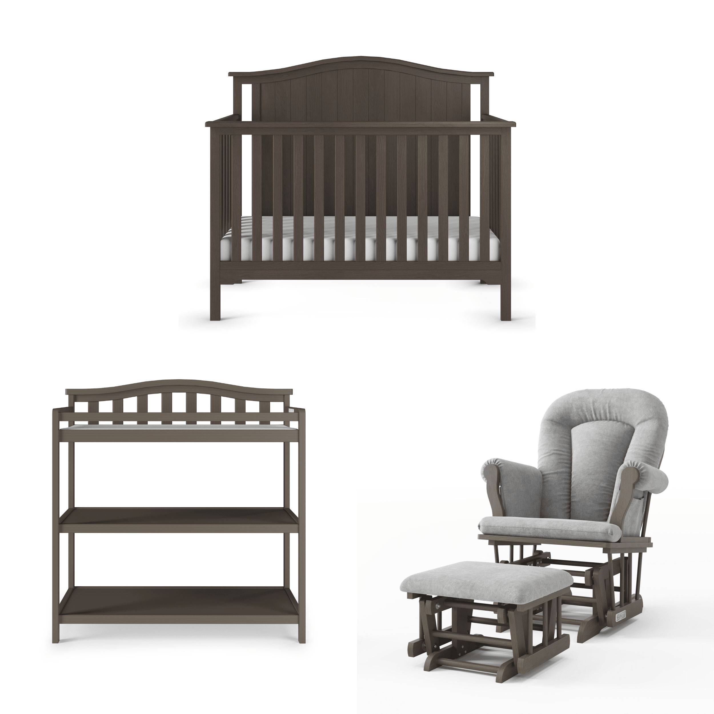 Hampton Arch Top 4-in-1 Convertible Crib, Dapper Grey