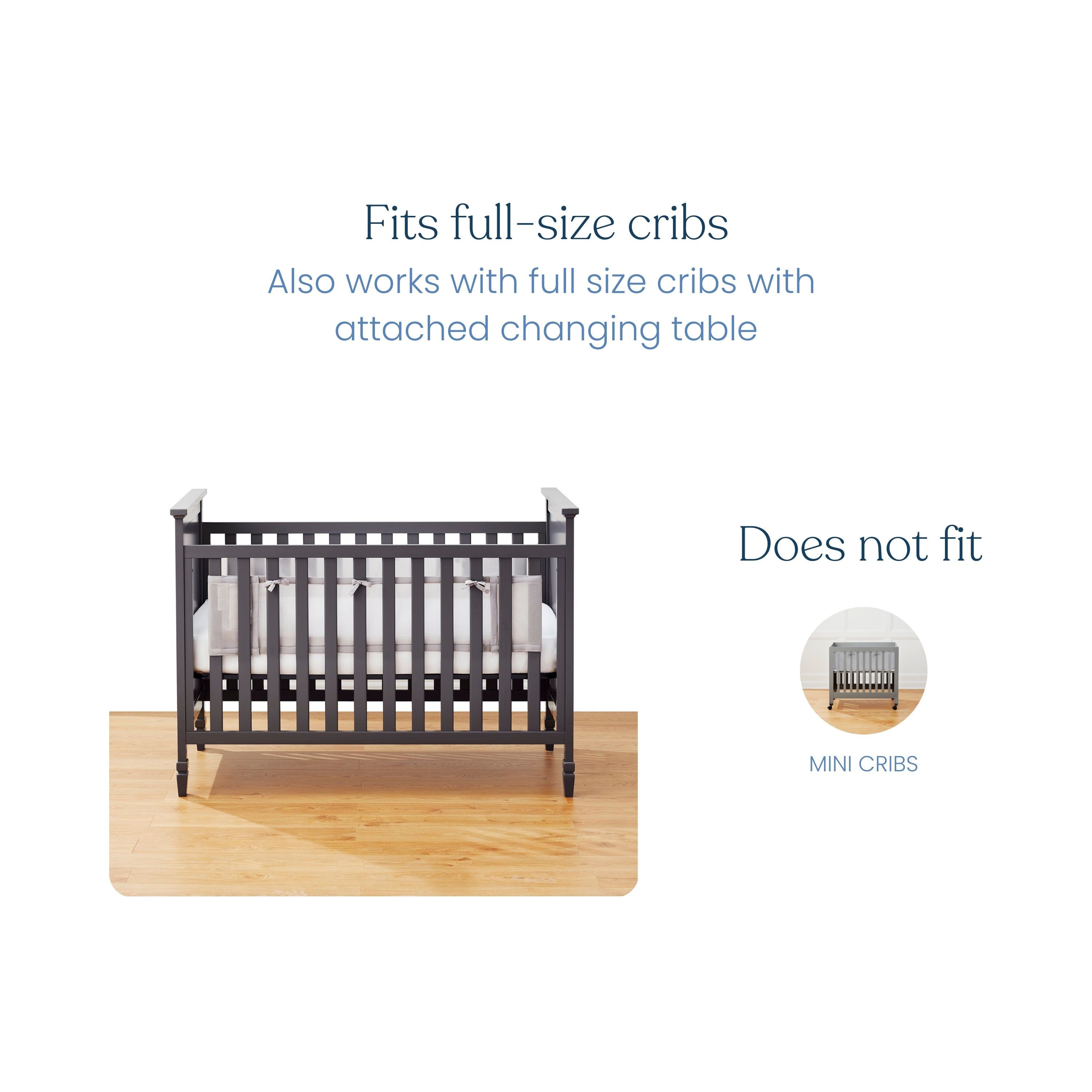 Breathable Mesh Crib Liner for Full Sized Solid End Crib