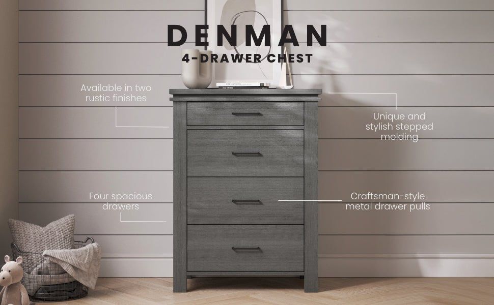 Denman 4 Drawer Chest, Midnight Gray