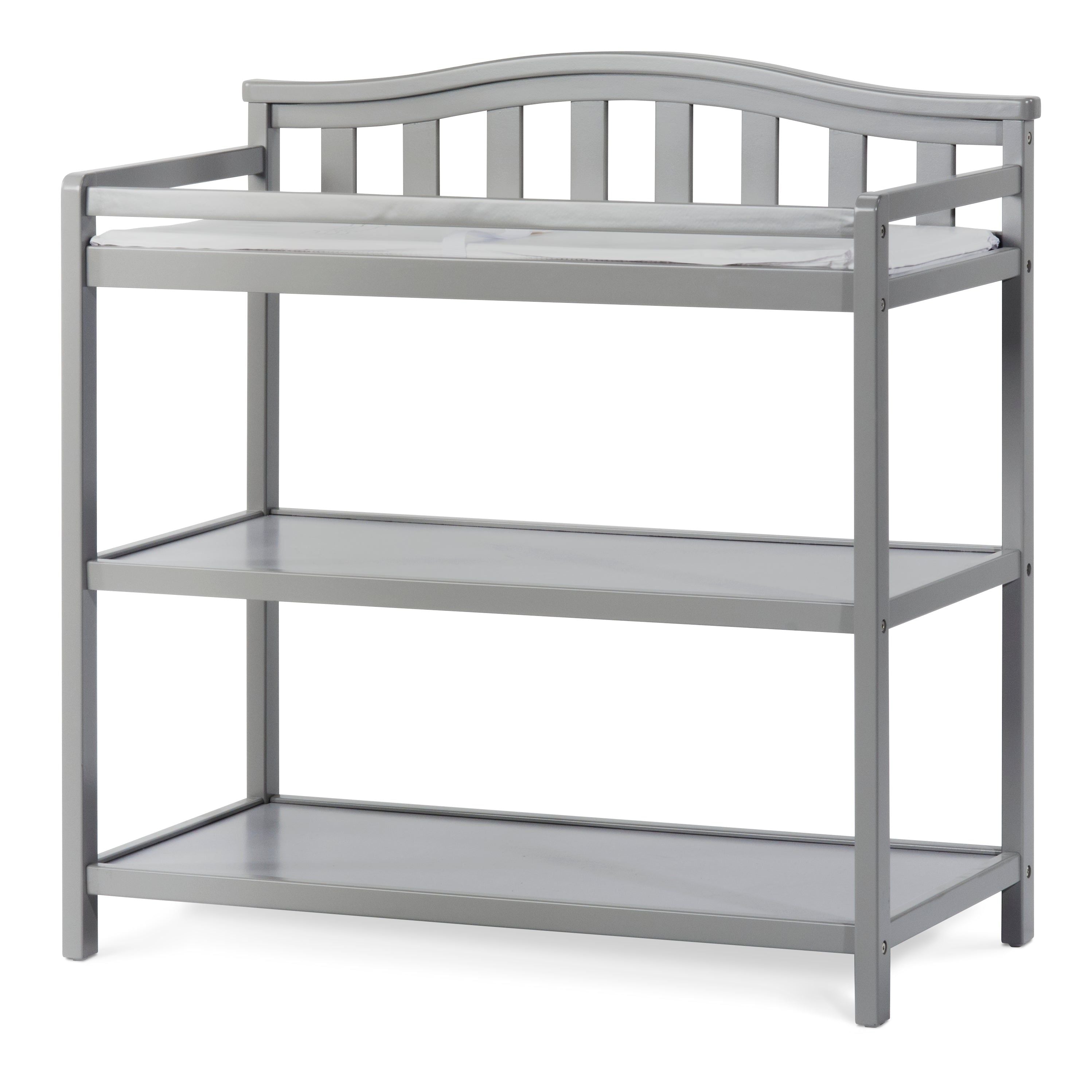Arch Top Baby Changing Table, Cool Gray
