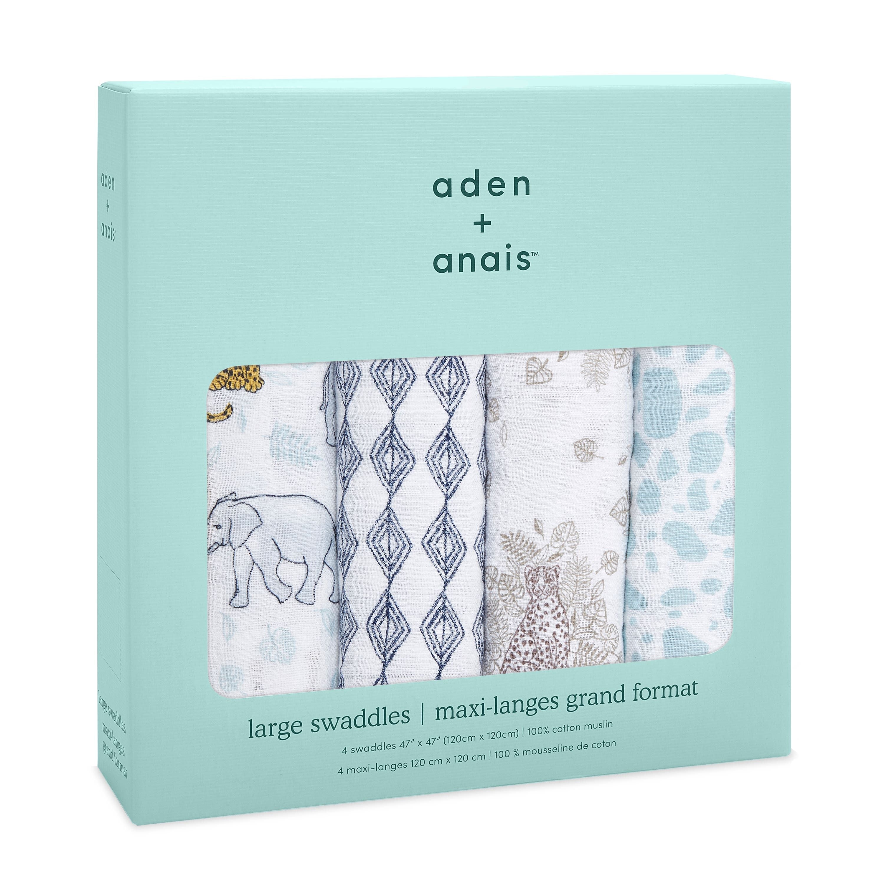 Boutique 100% Cotton Muslin Swaddle Blanket 4 Pack