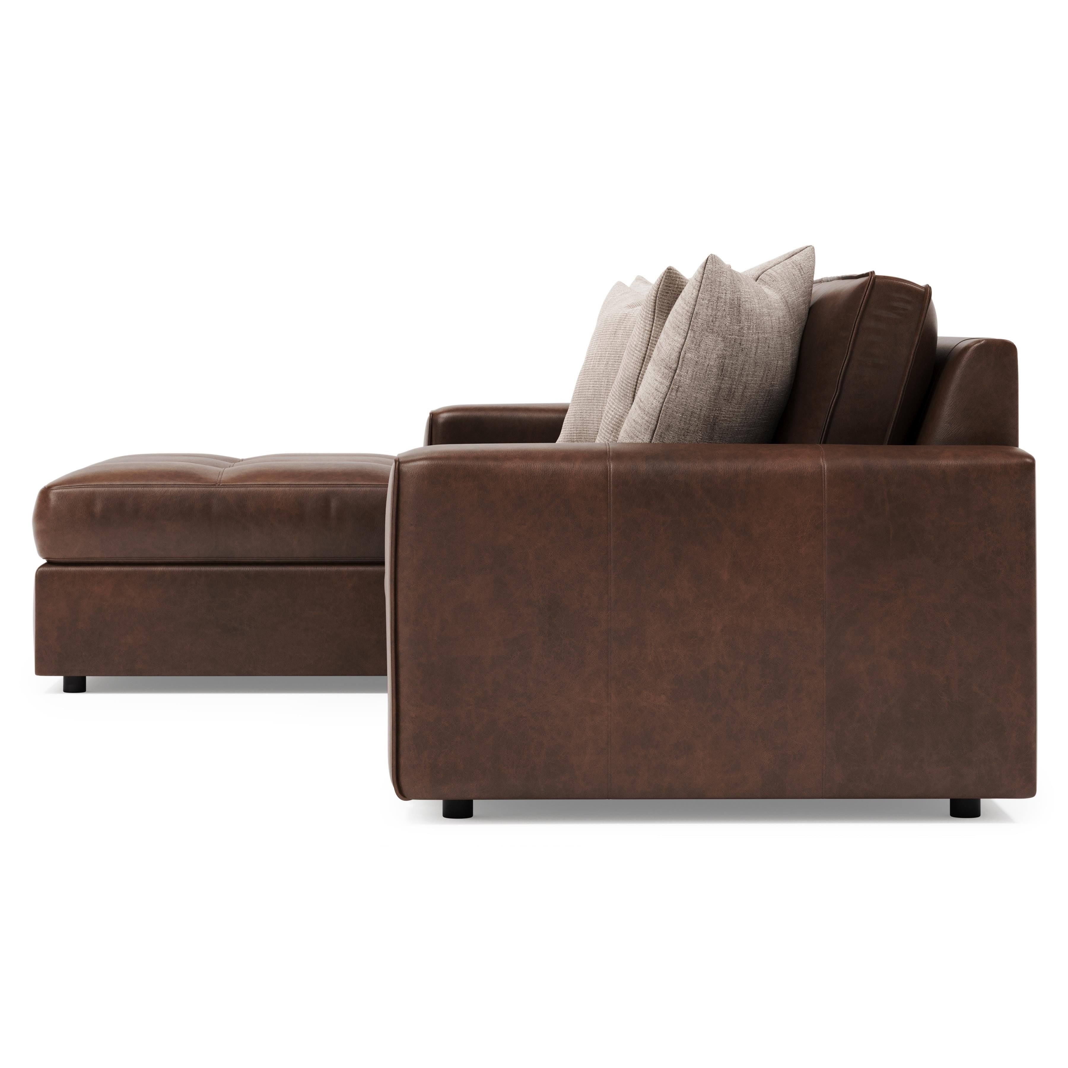 Bernhardt Nest Leather Sectional Sofa with Left Chaise and Right Loveseat