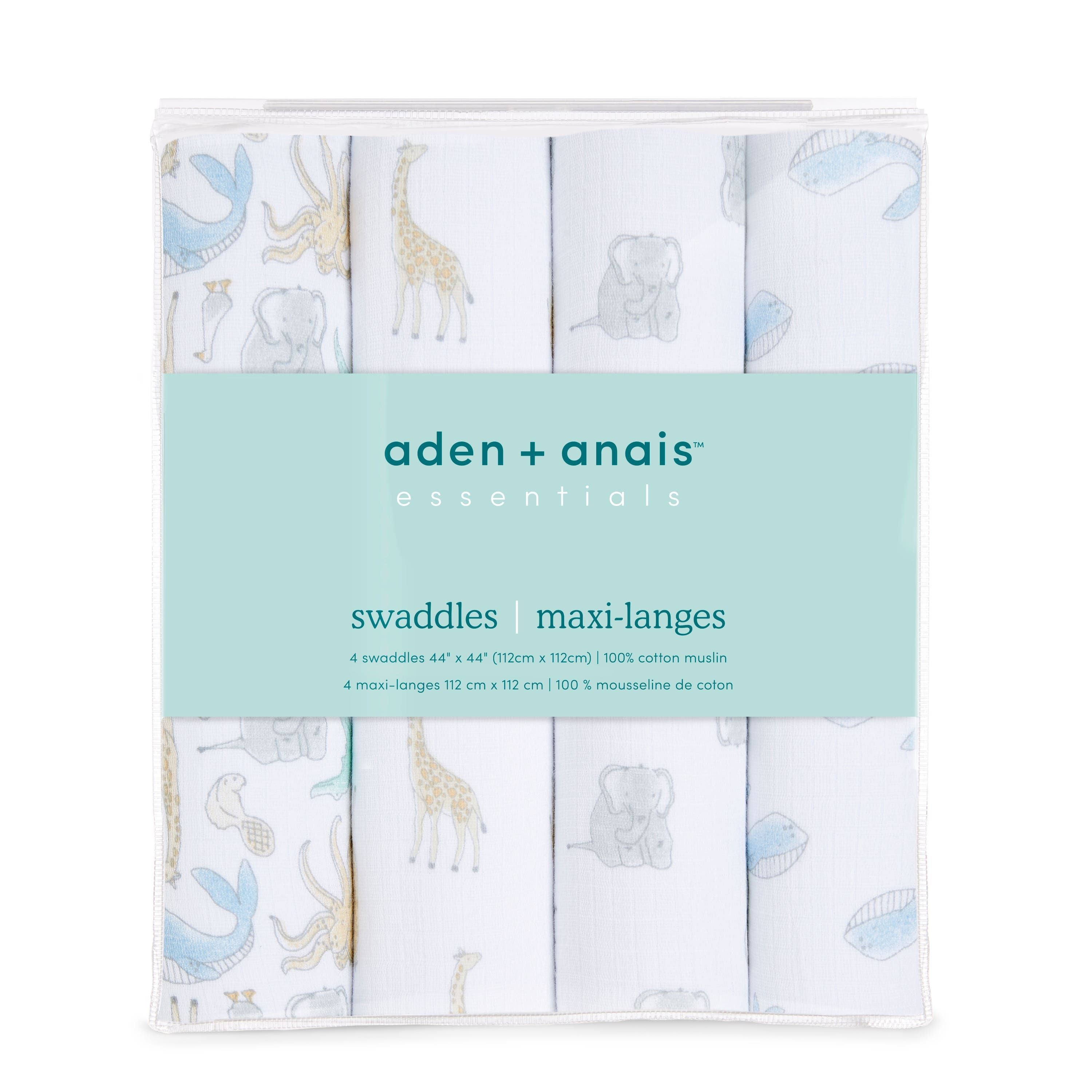 Essentials Cotton Muslin Swaddle Blanket 4 Pack