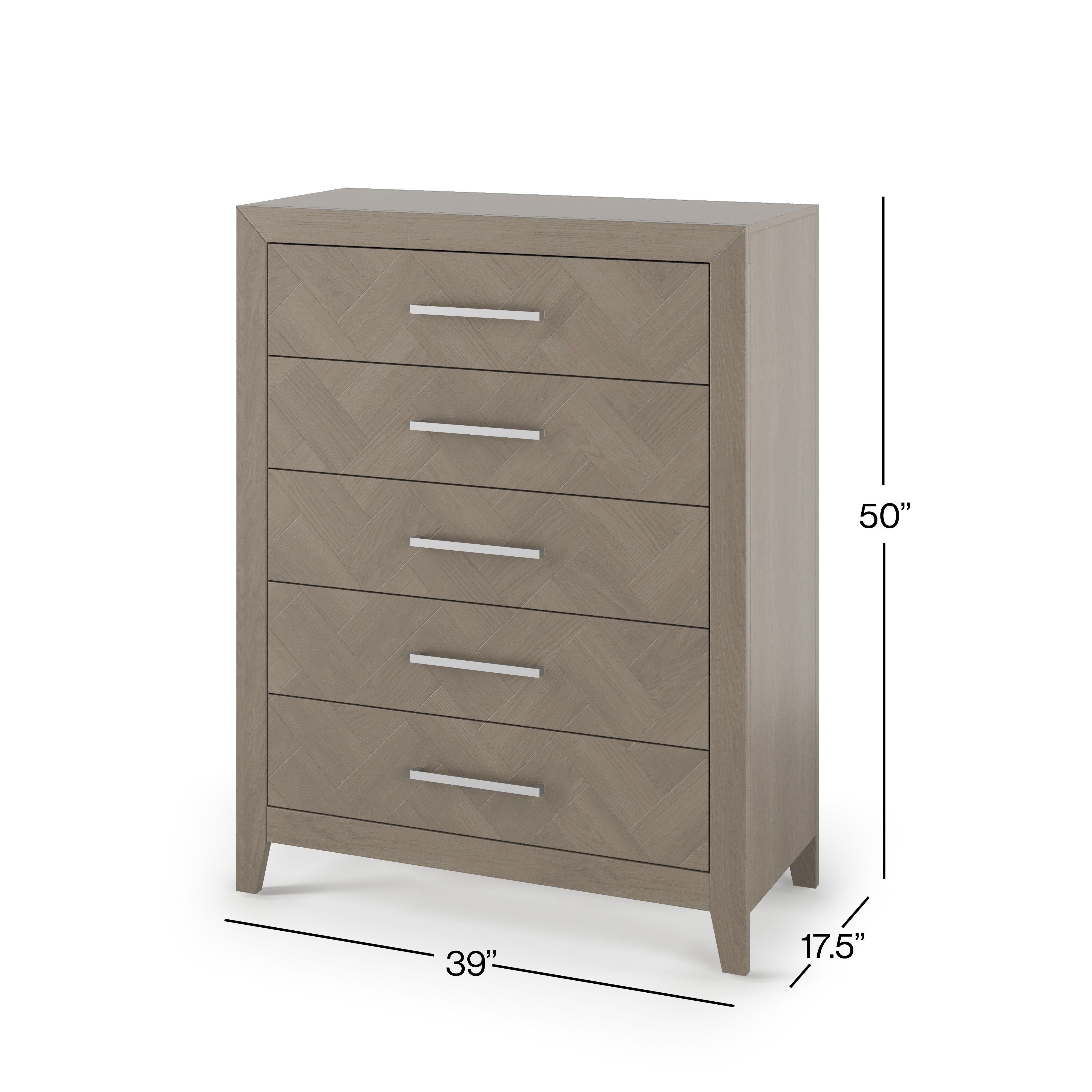 Kieran 5-Drawer Chest, Crescent Gray