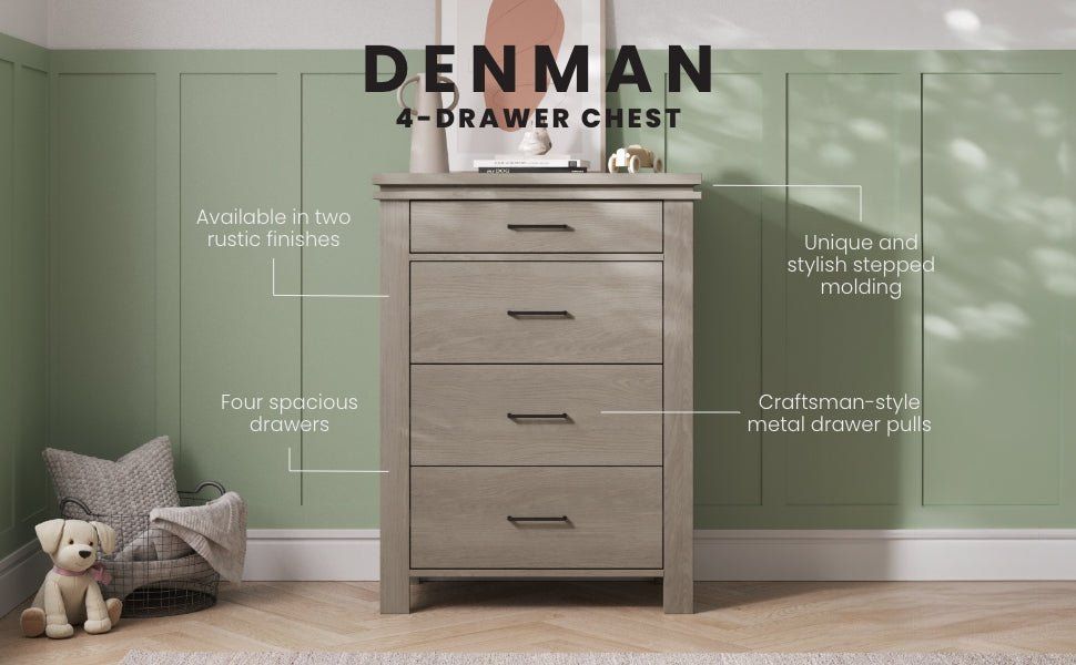 Denman 4 Drawer Chest, Crescent Gray