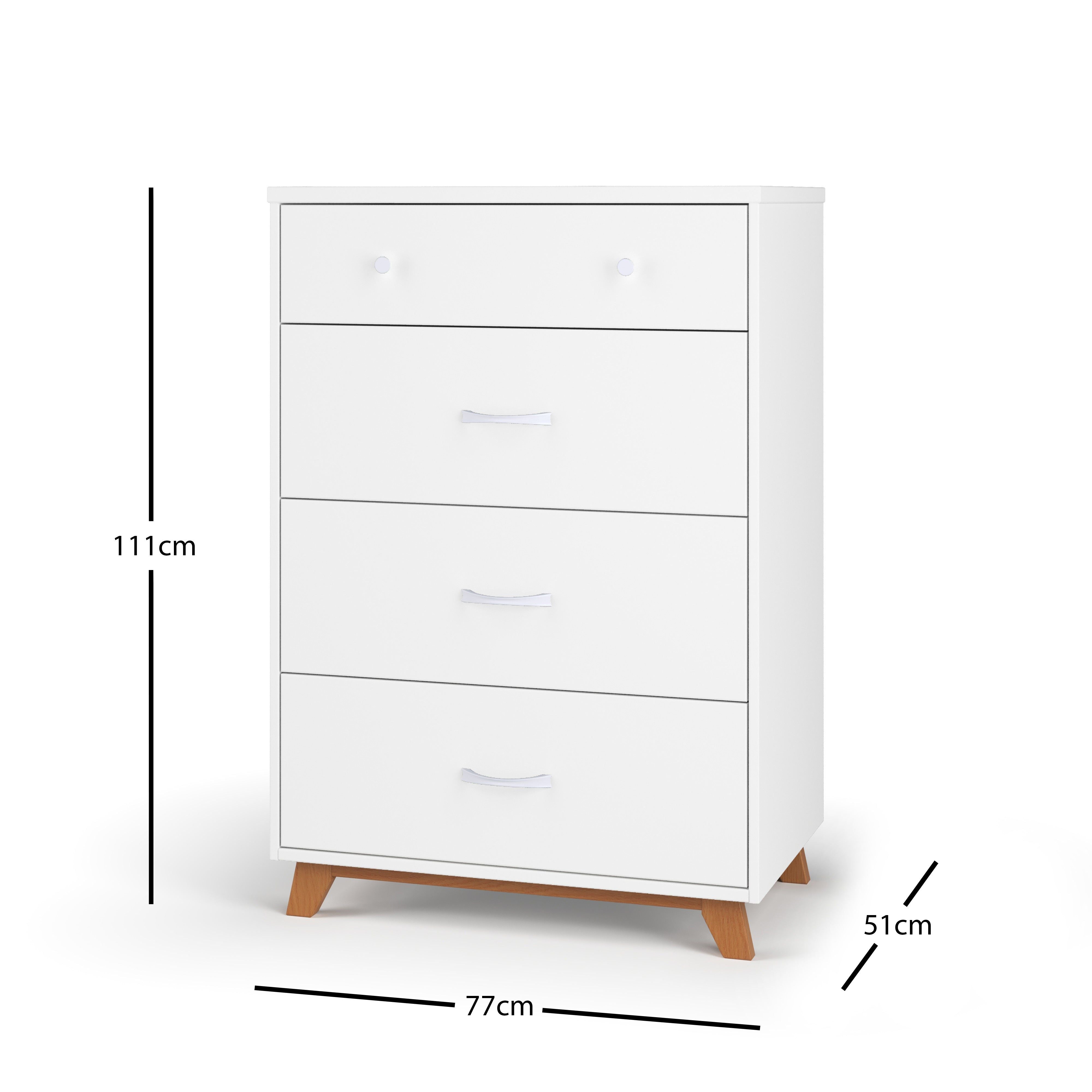 Soho 4 Drawer Chest, White/Natural