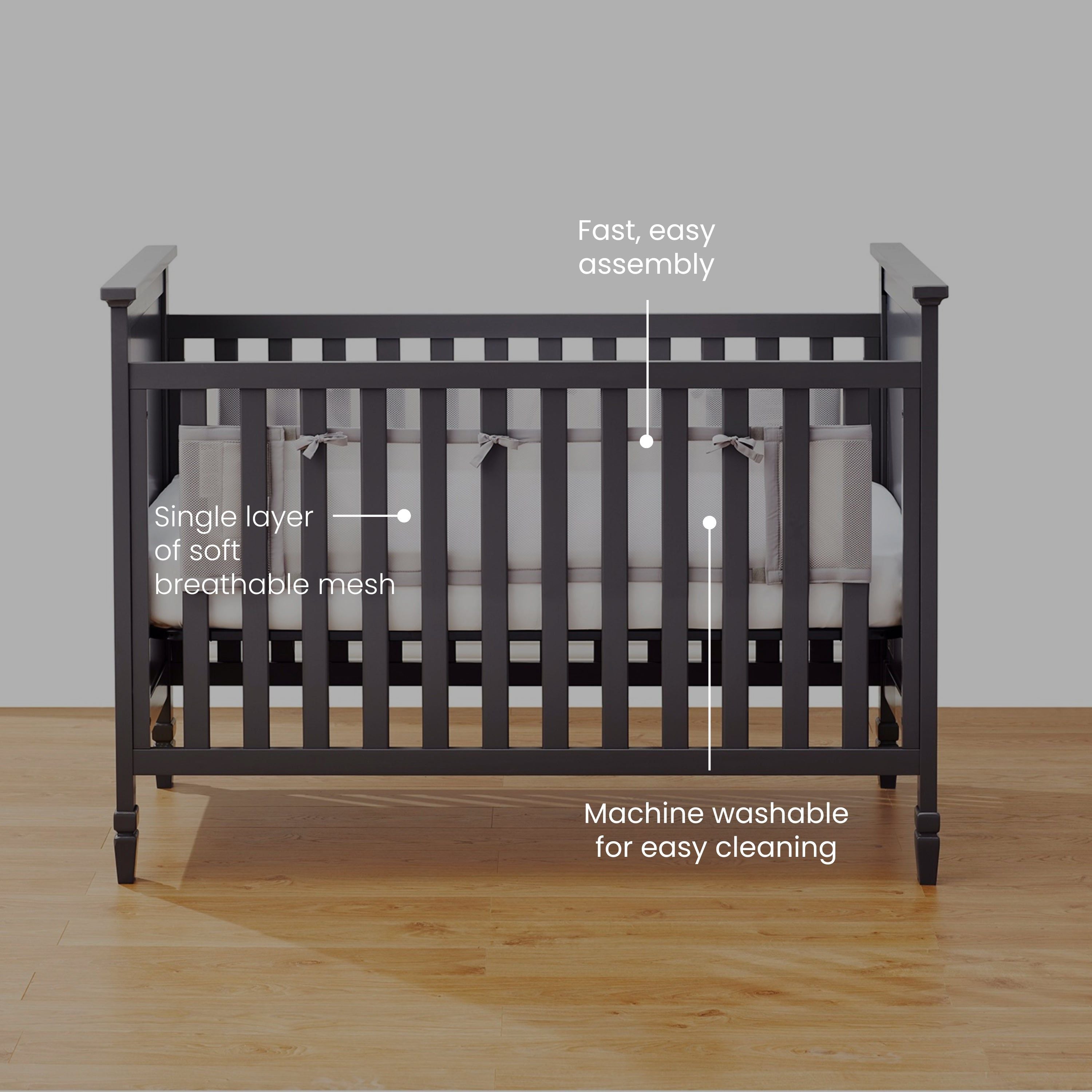 Breathable Mesh Crib Liner for Full Sized Solid End Crib