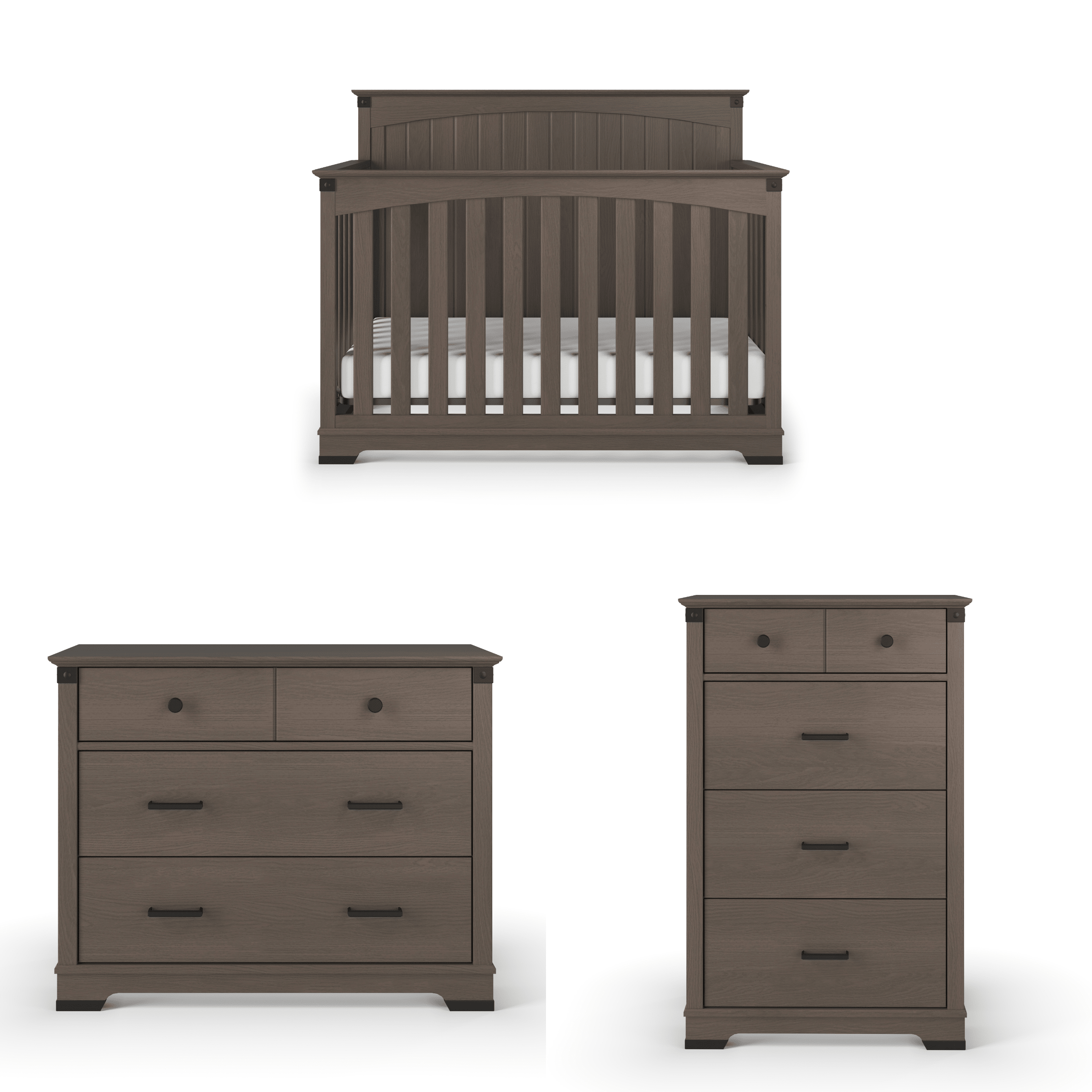 Redmond Full Panel 4-in-1 Convertible Crib, Dapper Gray