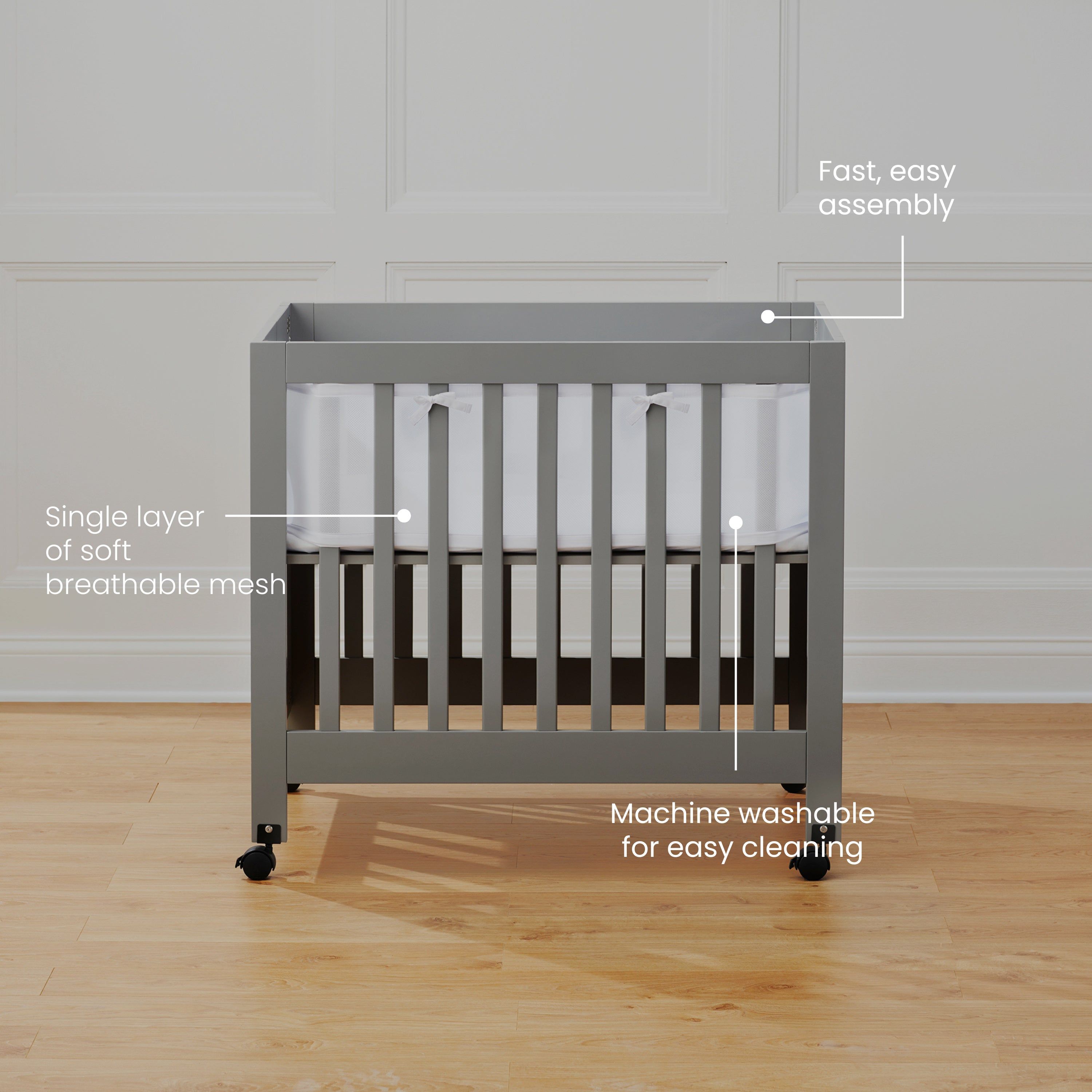 Breathable Mesh Crib Liner For Mini Crib