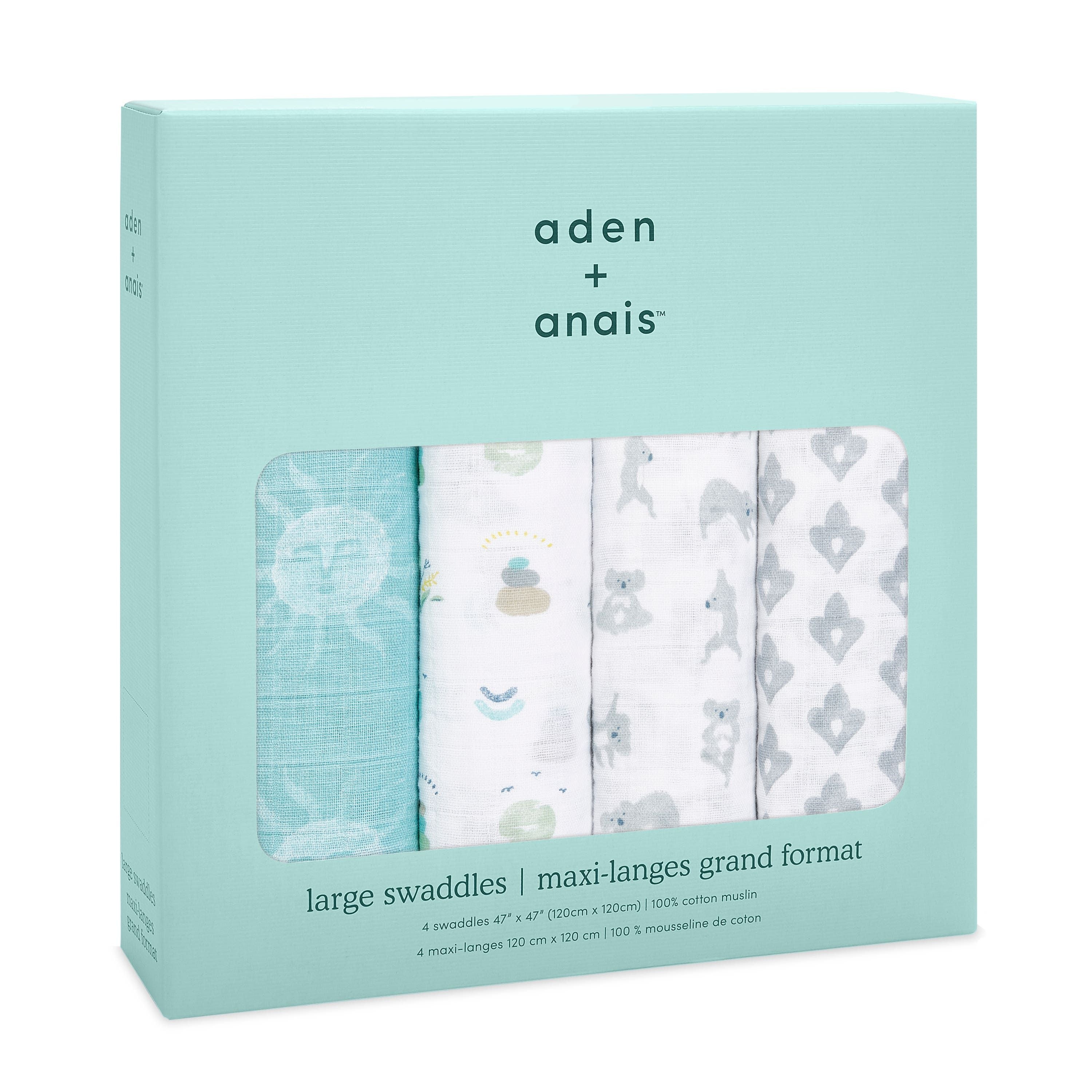 Boutique 100% Cotton Muslin Swaddle Blanket 4 Pack